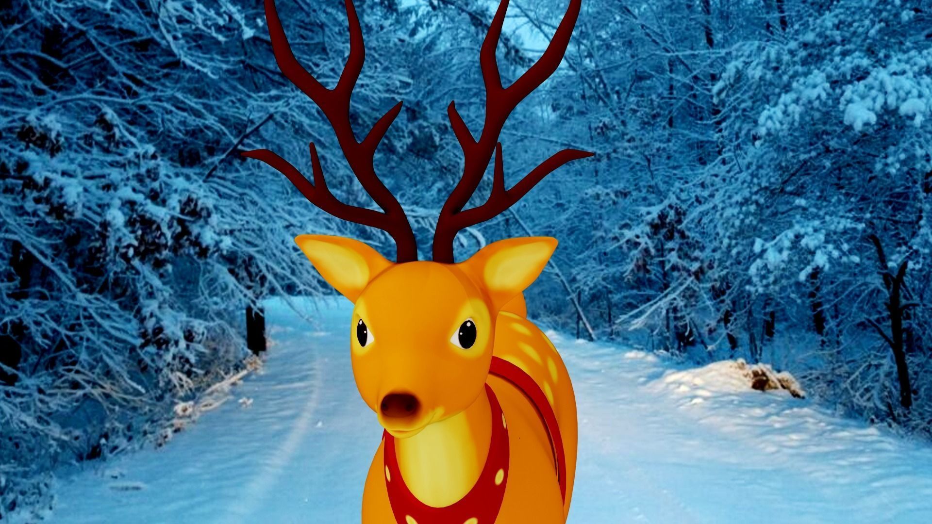 Rigged Cartoon Deer Low-poly 3D model_6