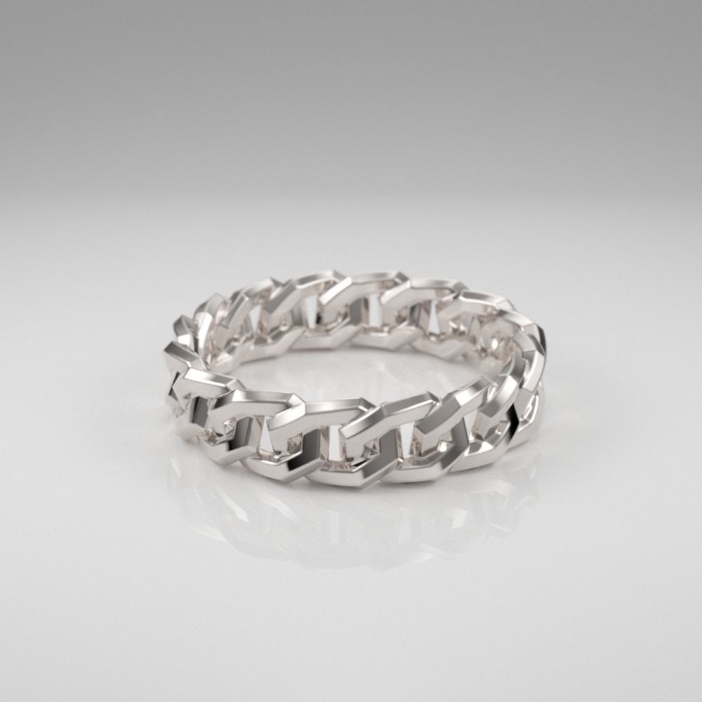 Cuban Chain Ring width 5mm 3dm stl 3D print model_3