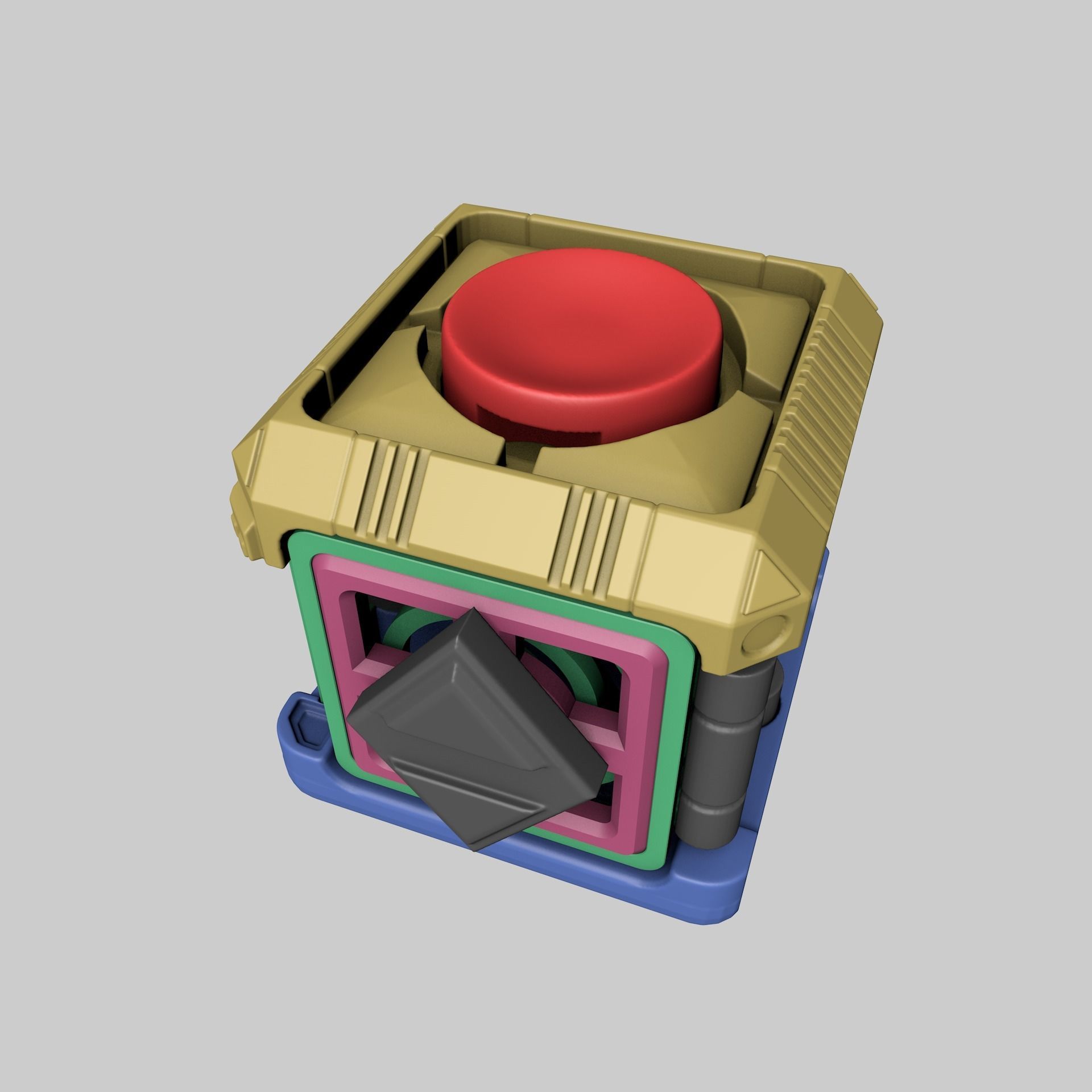 Fidget box - hard surface cube 3D print model_20