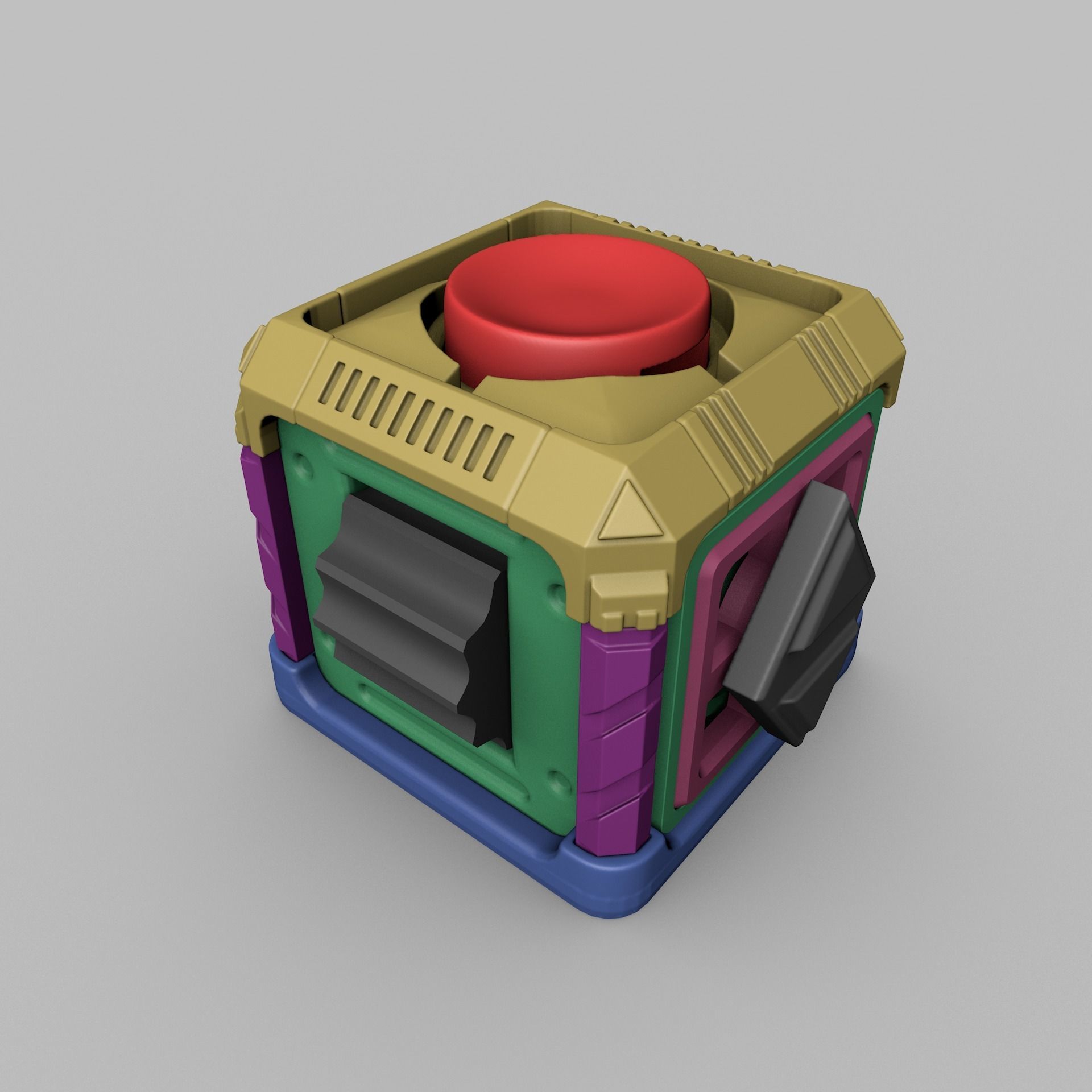 Fidget box - hard surface cube 3D print model_21