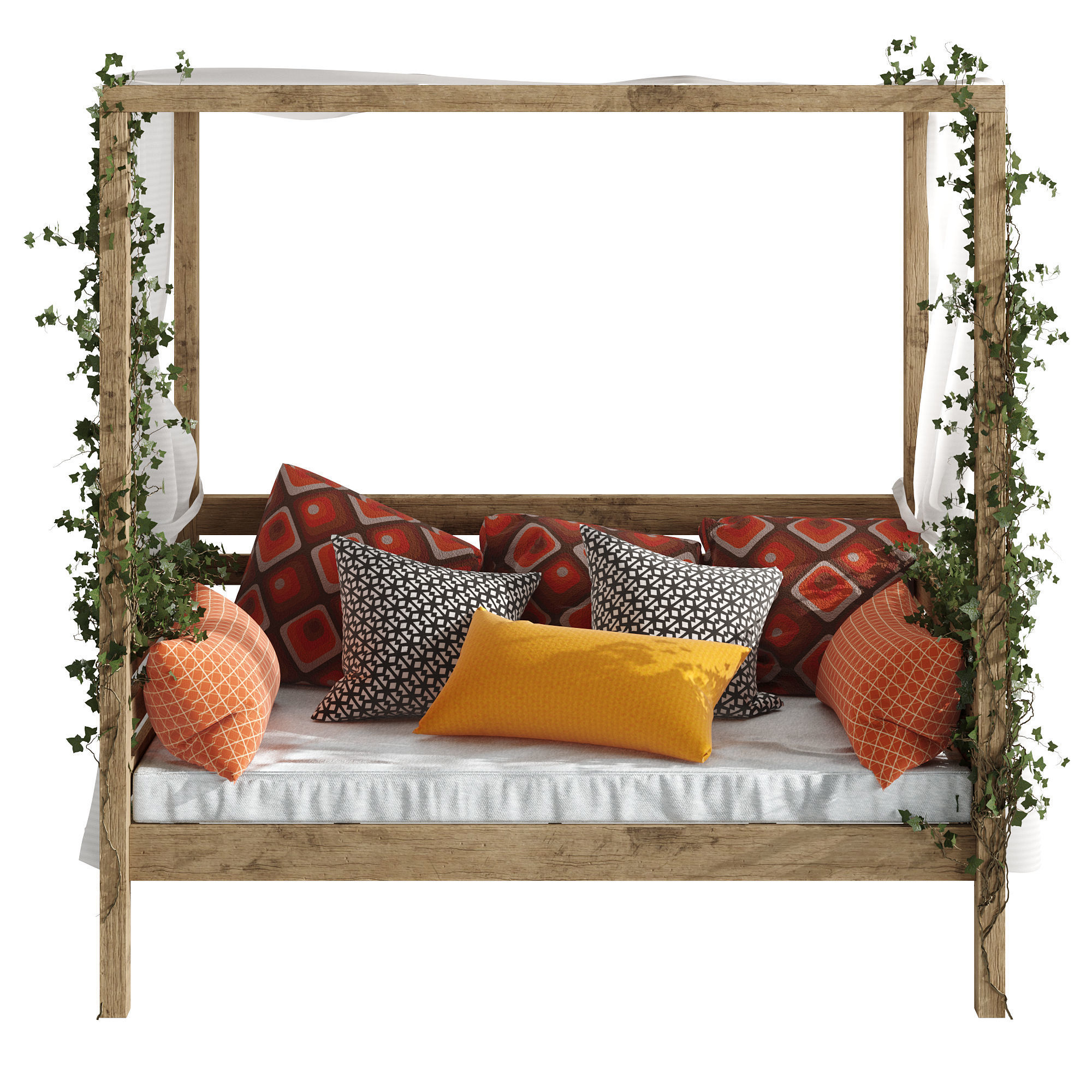 Garden daybed 3D model_1