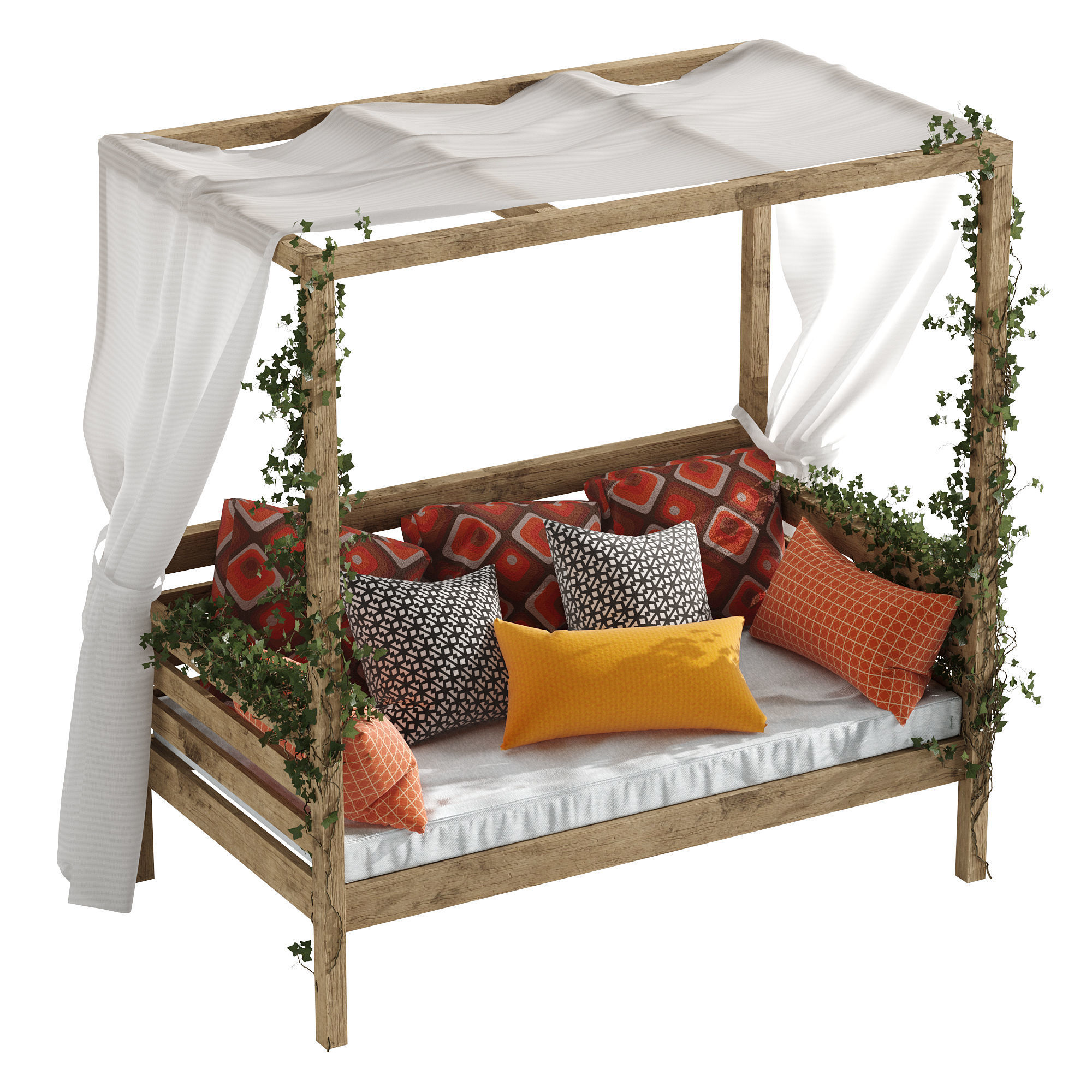 Garden daybed 3D model_2