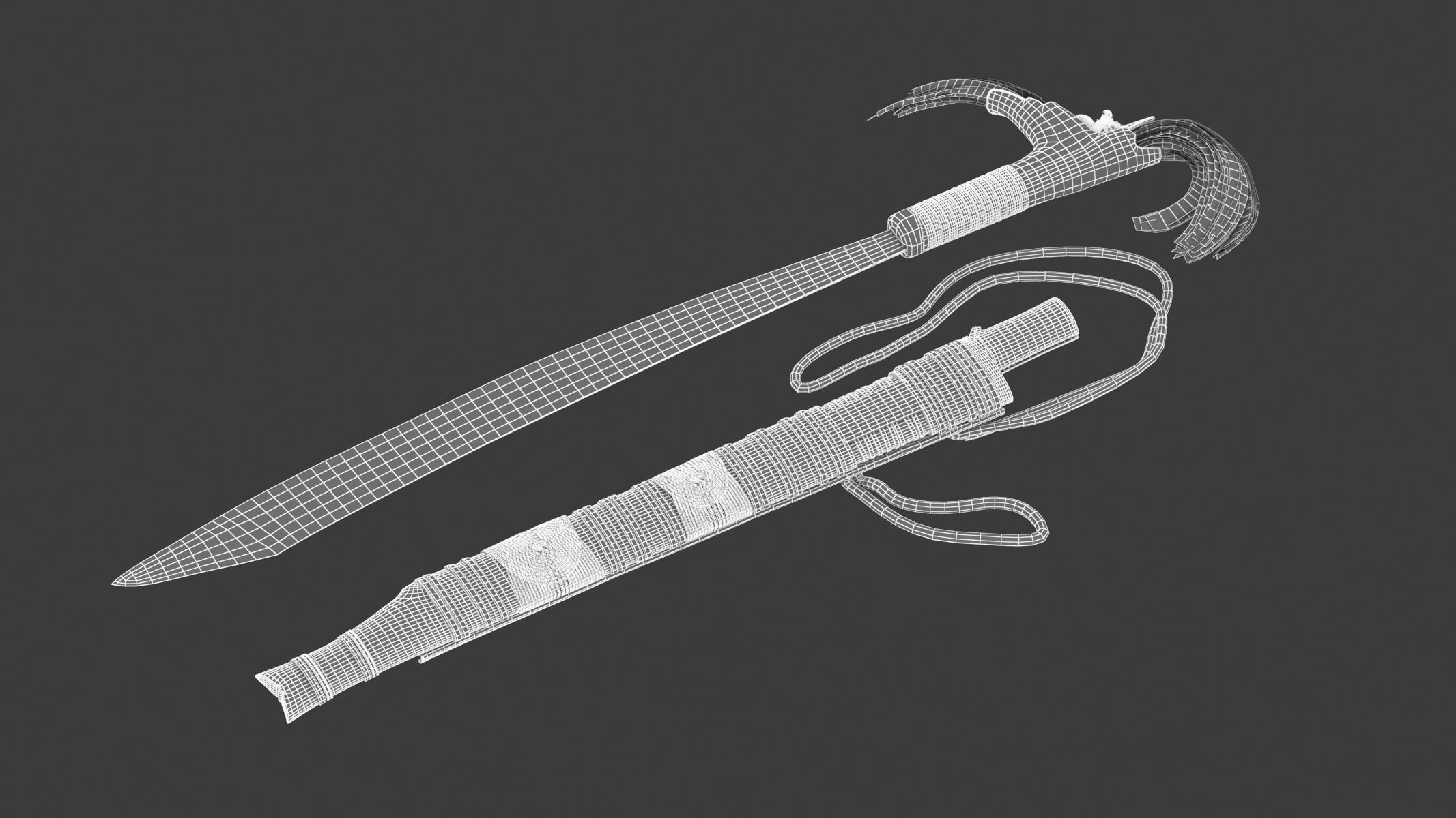 Mandau Knife  Low-poly 3D model_12