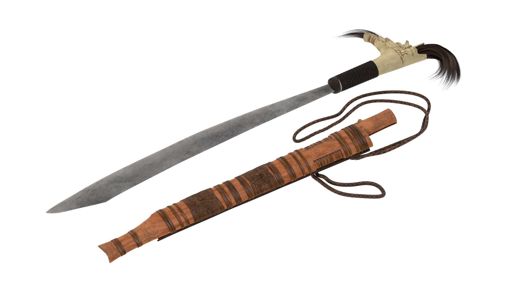 Mandau Knife  Low-poly 3D model_2