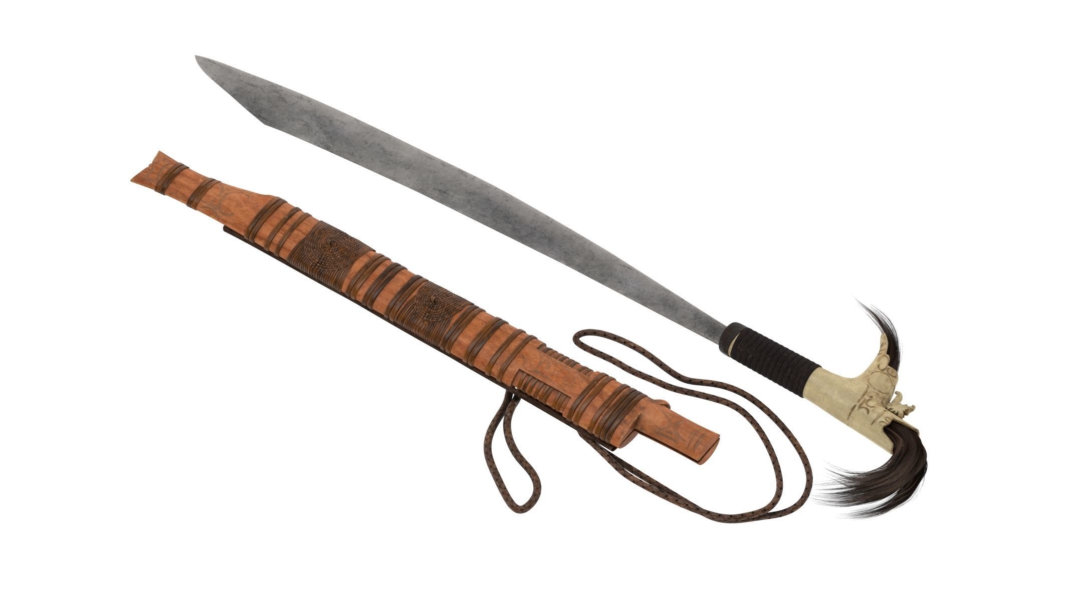 Mandau Knife  Low-poly 3D model_1