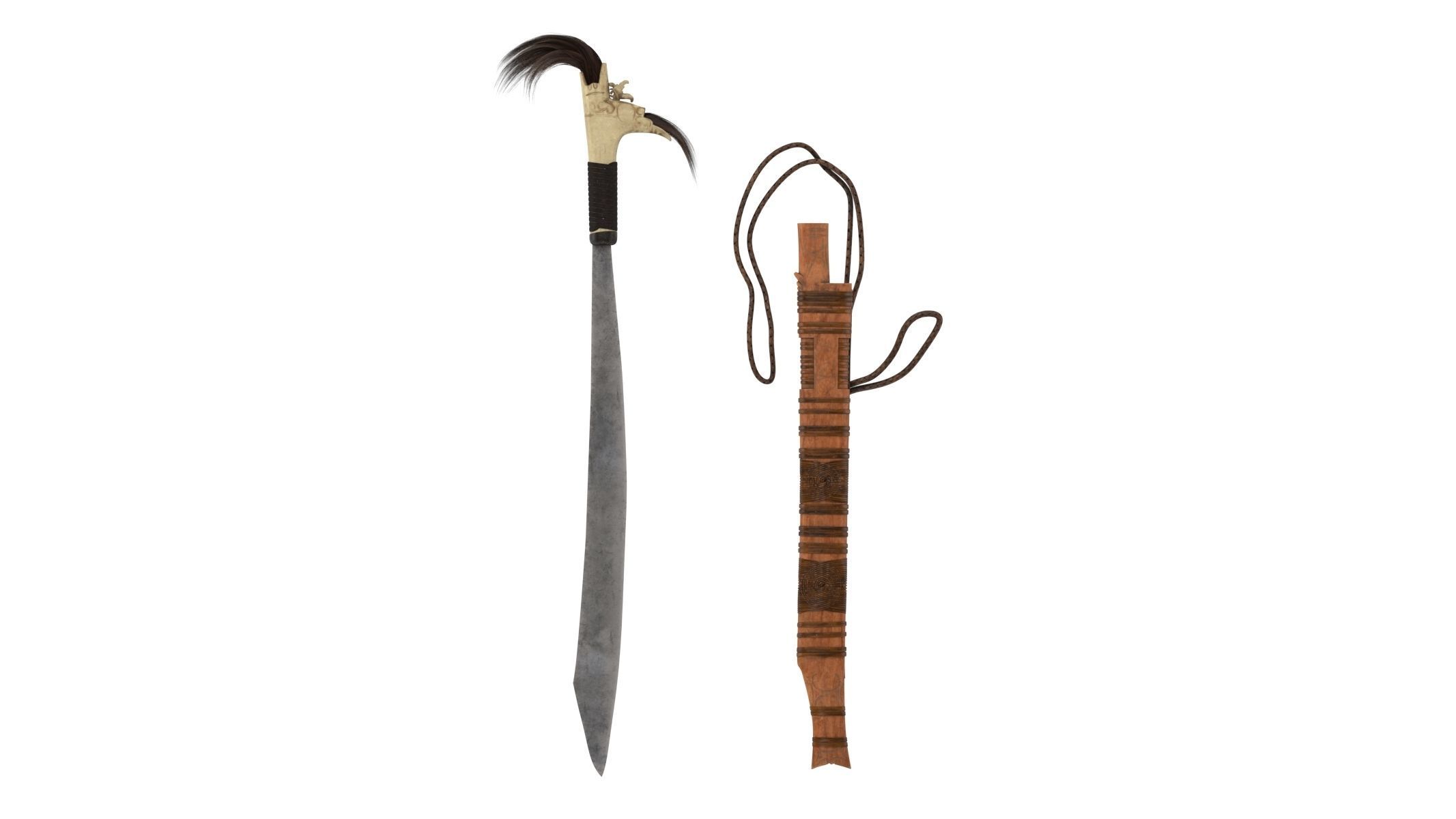 Mandau Knife  Low-poly 3D model_4