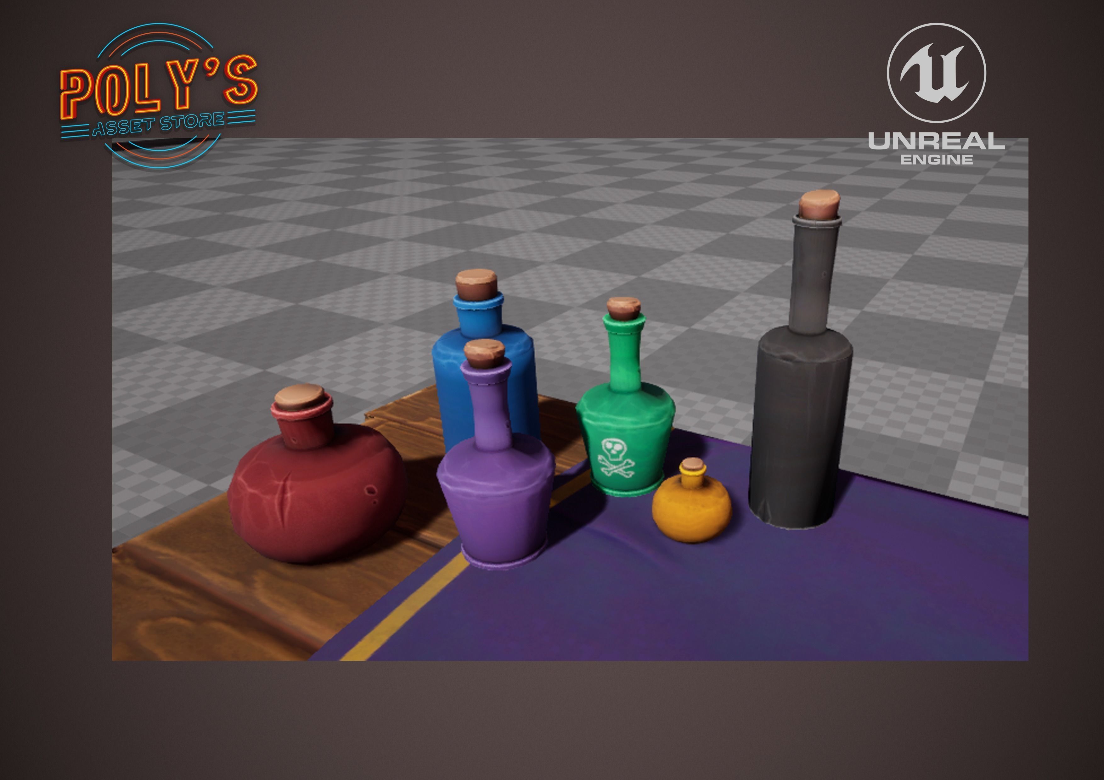 Potion Bottles - 6 colours - Stylized Low Poly Low-poly 3D model_16