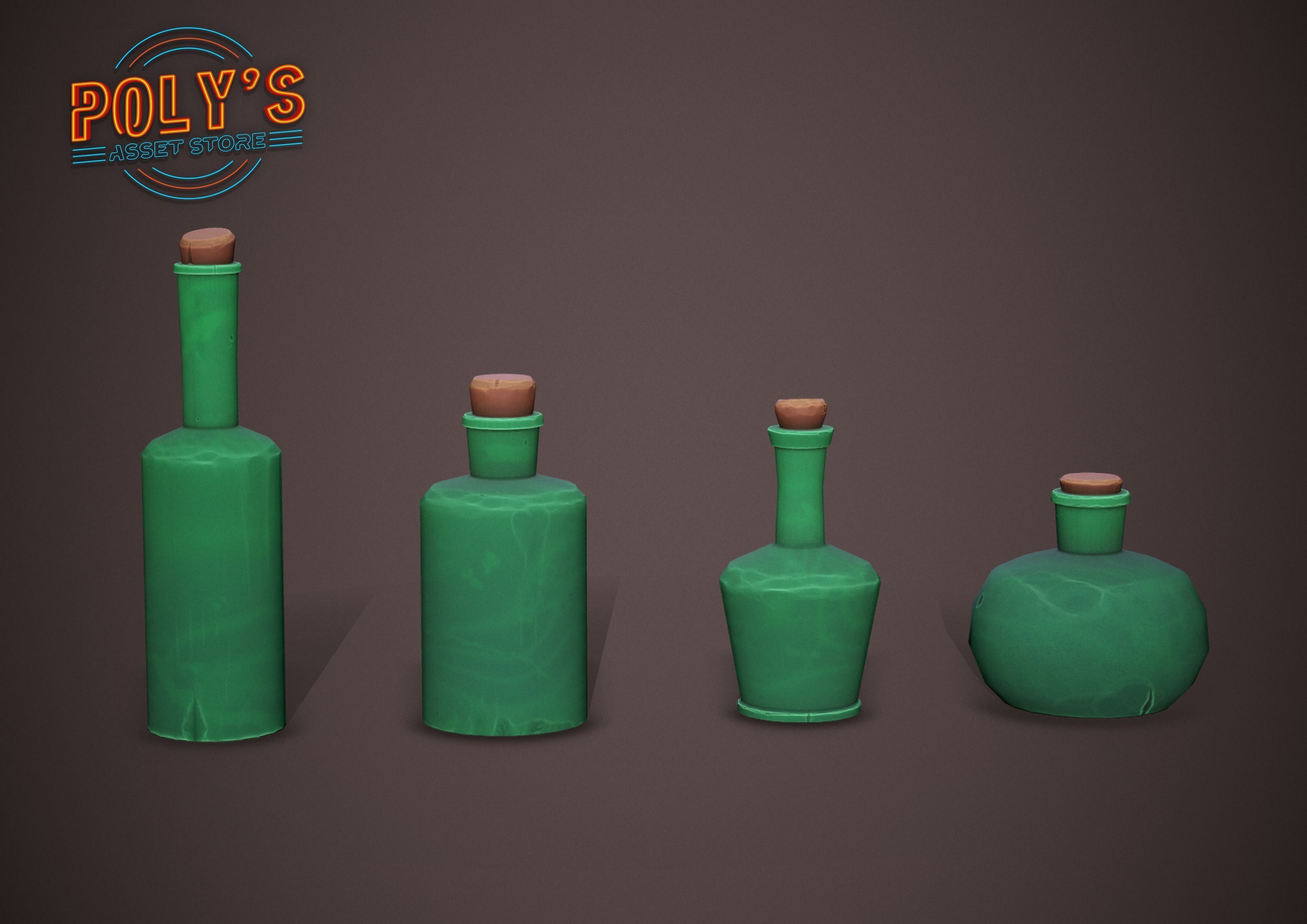 Potion Bottles - 6 colours - Stylized Low Poly Low-poly 3D model_14