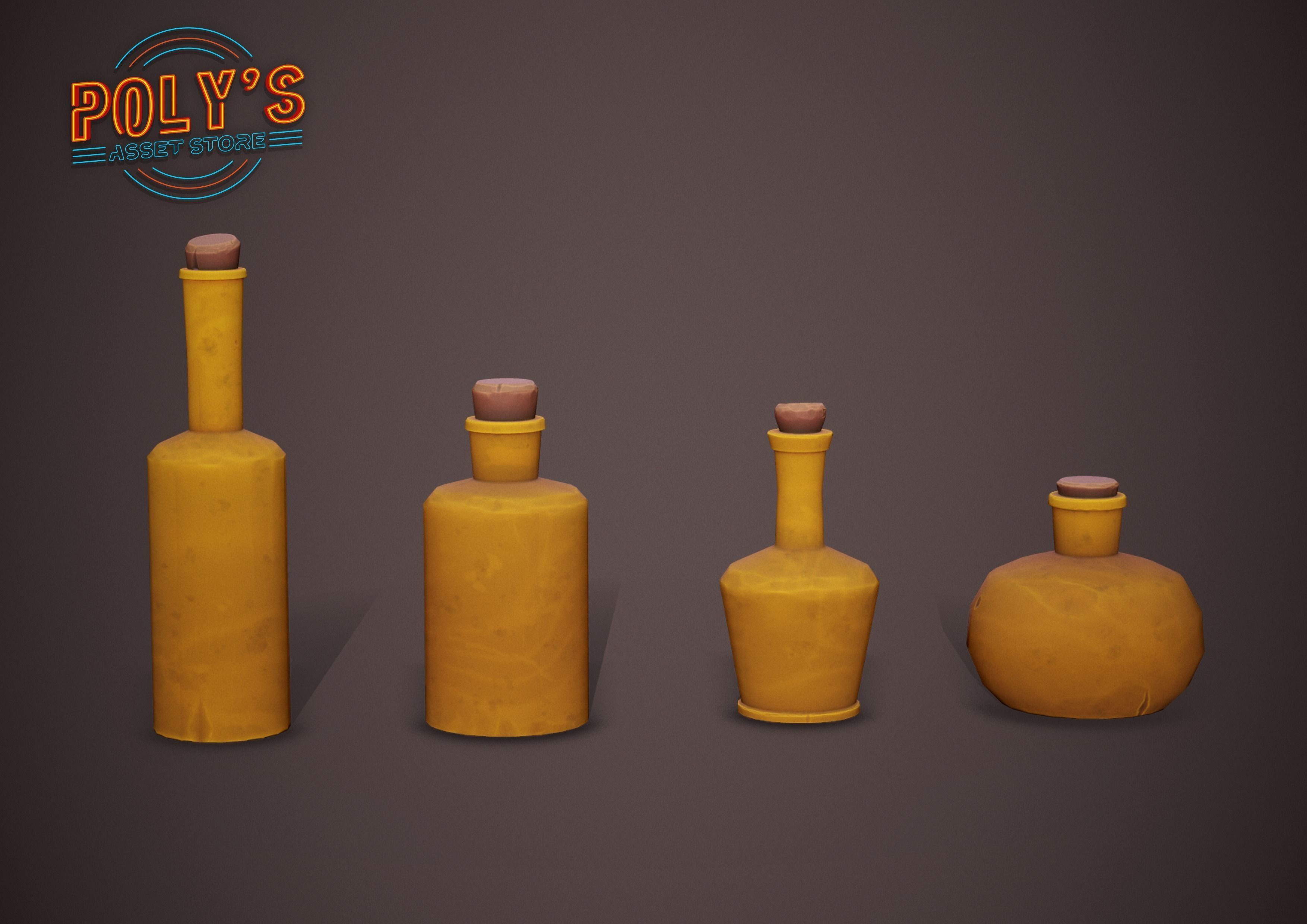 Potion Bottles - 6 colours - Stylized Low Poly Low-poly 3D model_4