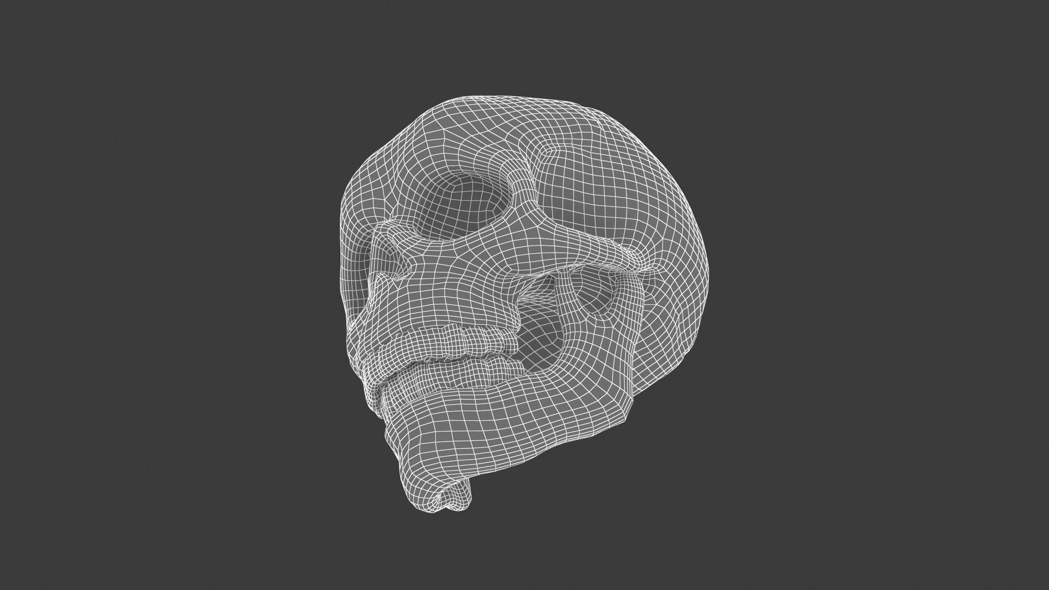 Male Human Skull Low-poly 3D model_9