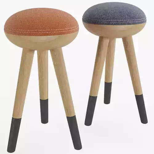 Kinocco stool made of wood and fabric