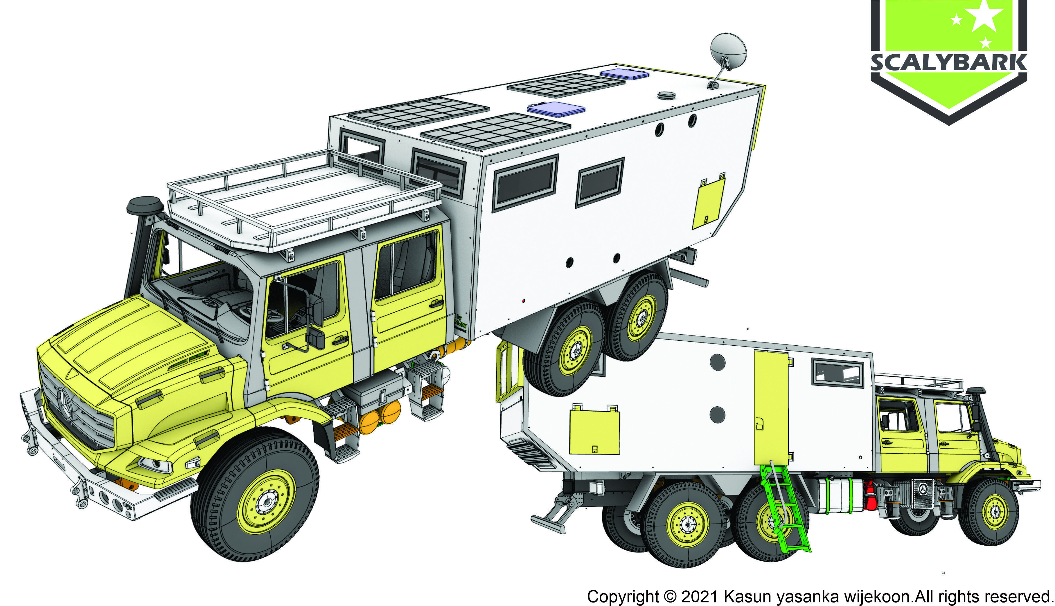 Mercedes Benz Zetros truck crew cab and chassis STL 3D print model_16