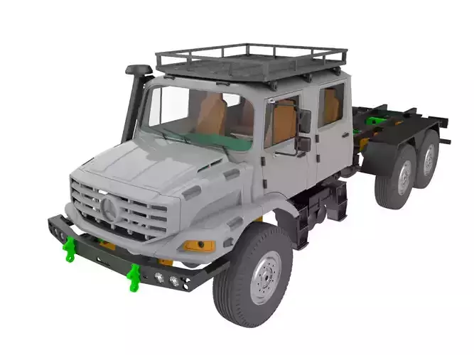 Mercedes Benz Zetros truck crew cab and chassis STL