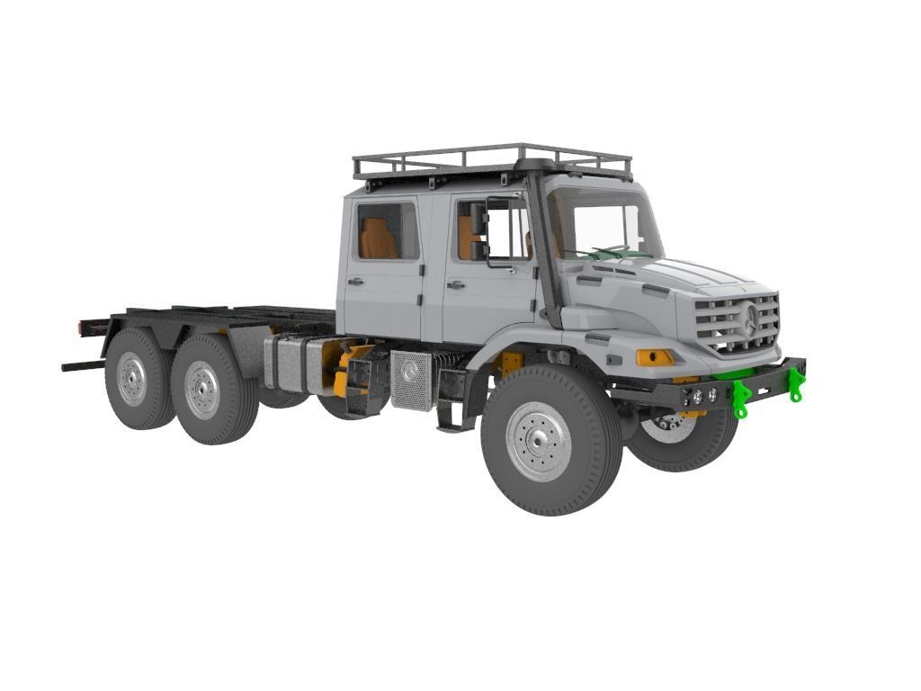 Mercedes Benz Zetros truck crew cab and chassis STL 3D print model_1