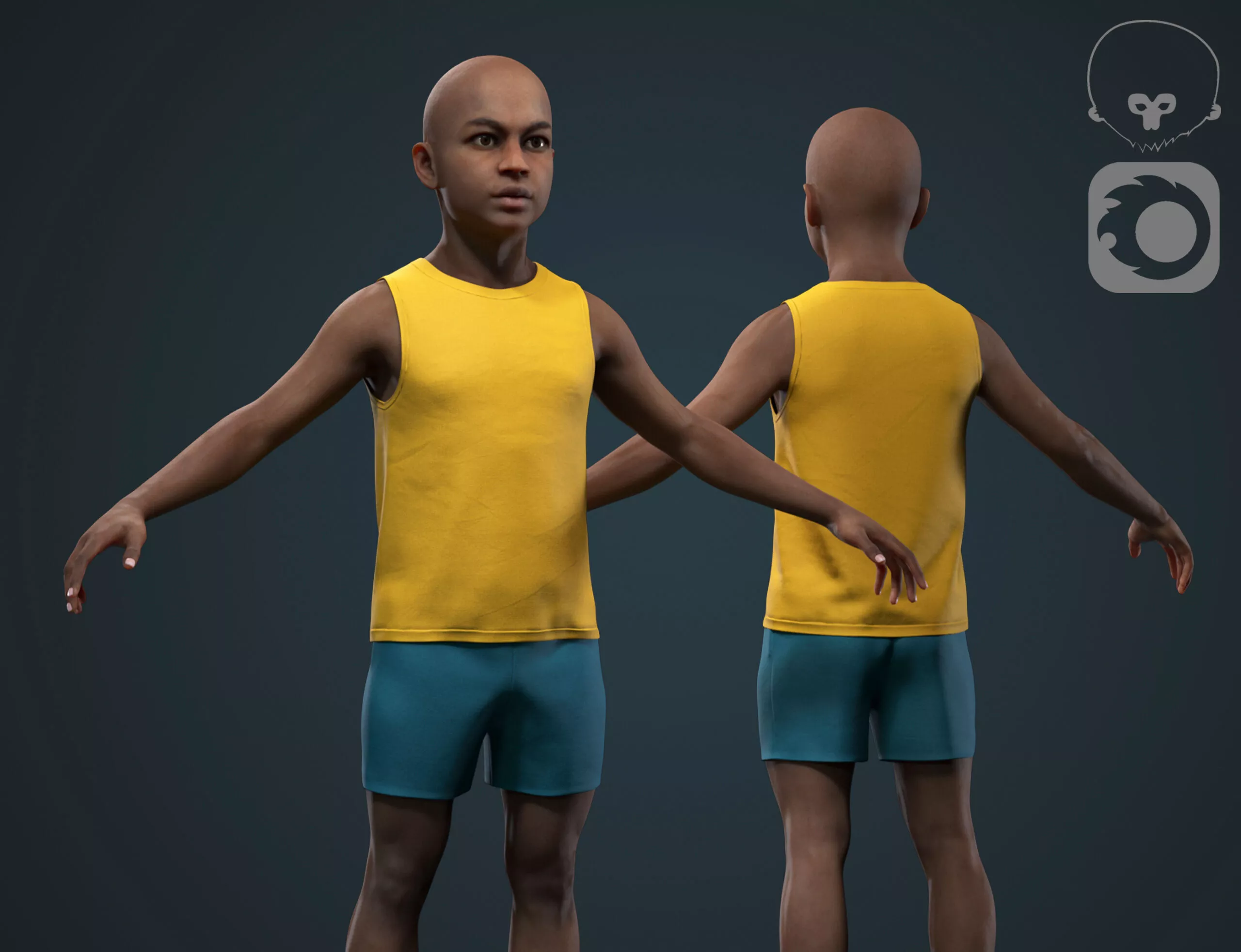 Little black boy Low-poly 3D model