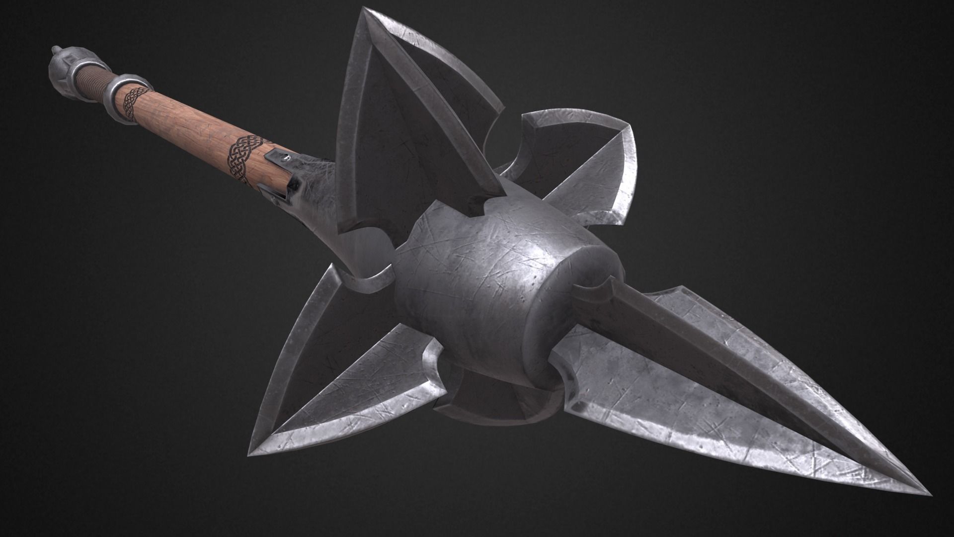 Medieval mace Low-poly 3D model_3