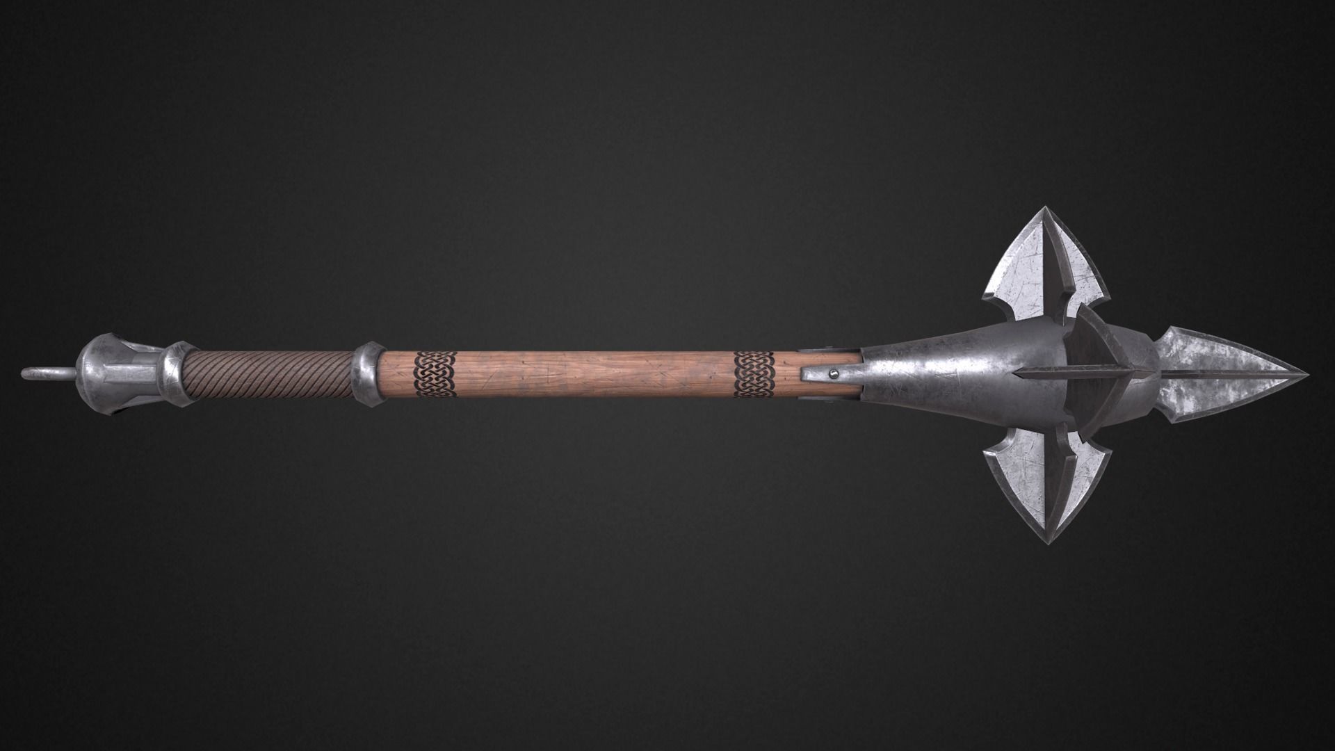 Medieval mace Low-poly 3D model_2