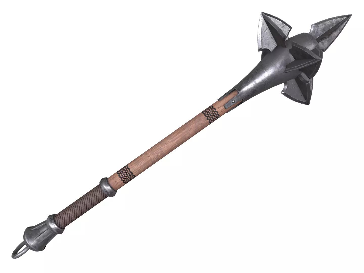 Medieval mace Low-poly 3D model_0