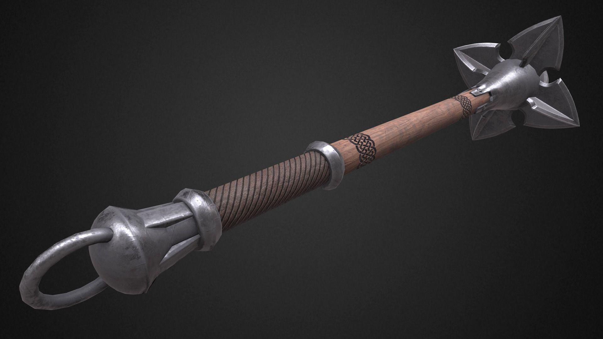 Medieval mace Low-poly 3D model_6