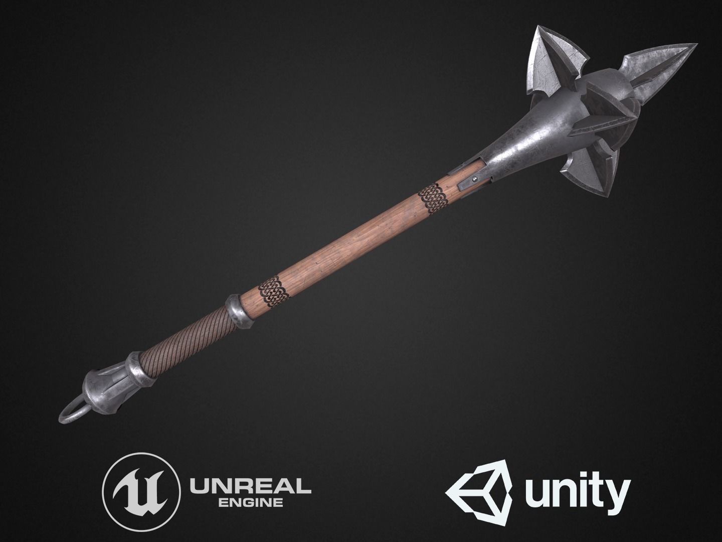Medieval mace Low-poly 3D model_1