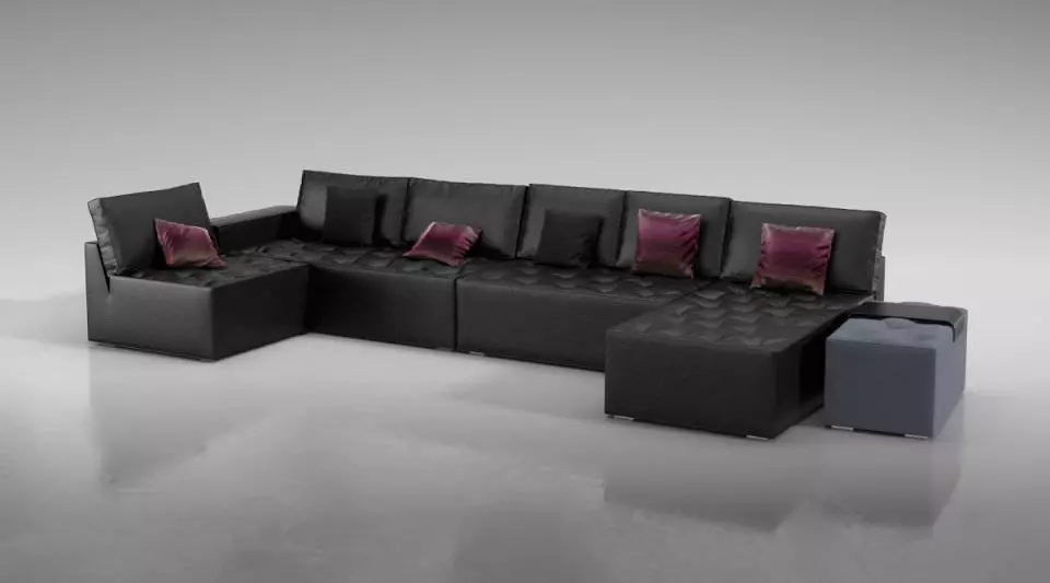 Retro Leather Sofa 3D model_0