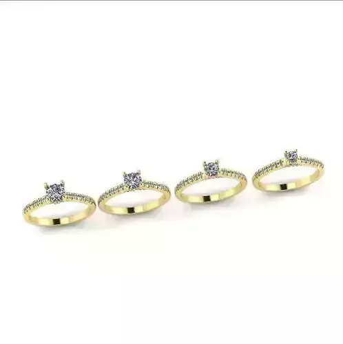 397 Soliter  Four ring with different stones 3D print model