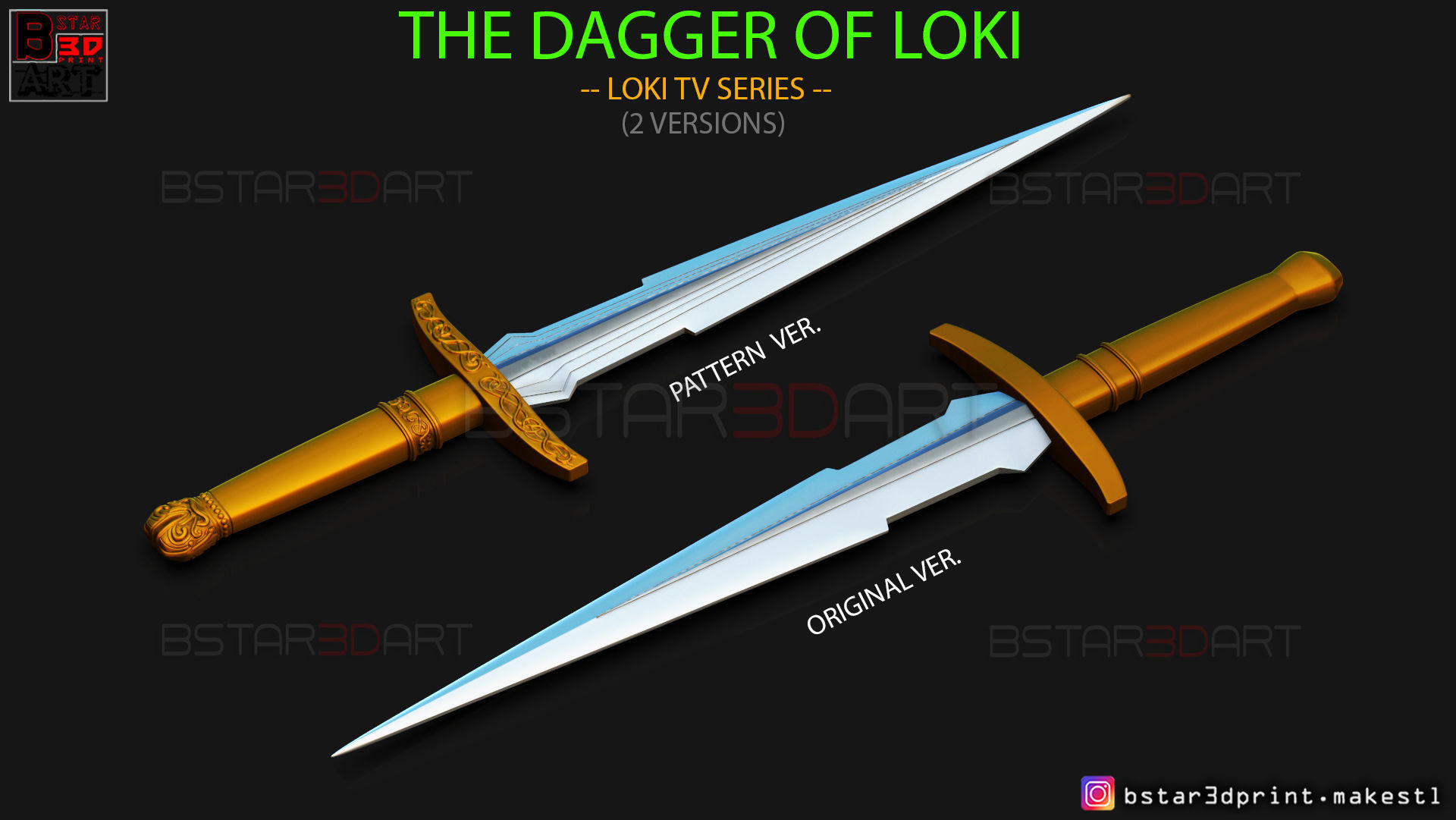 Loki Dagger 2021 - 2 Versions - Weapons of Loki - TV series  3D print model_15