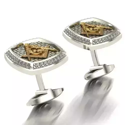 CUFFLINKS masonic with diamonds 3D print model