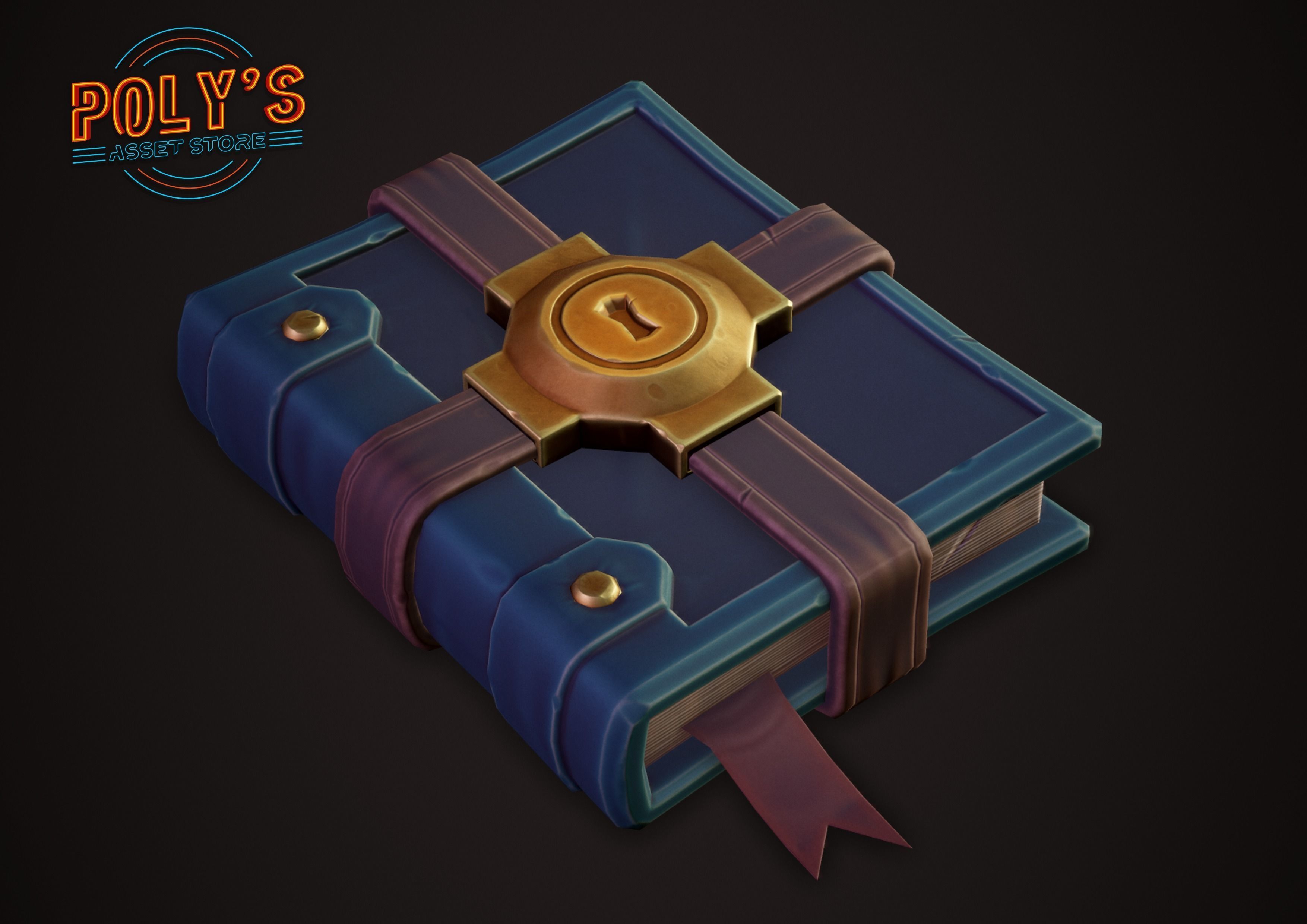 Stylized Fantasy Books Low-poly 3D model_5