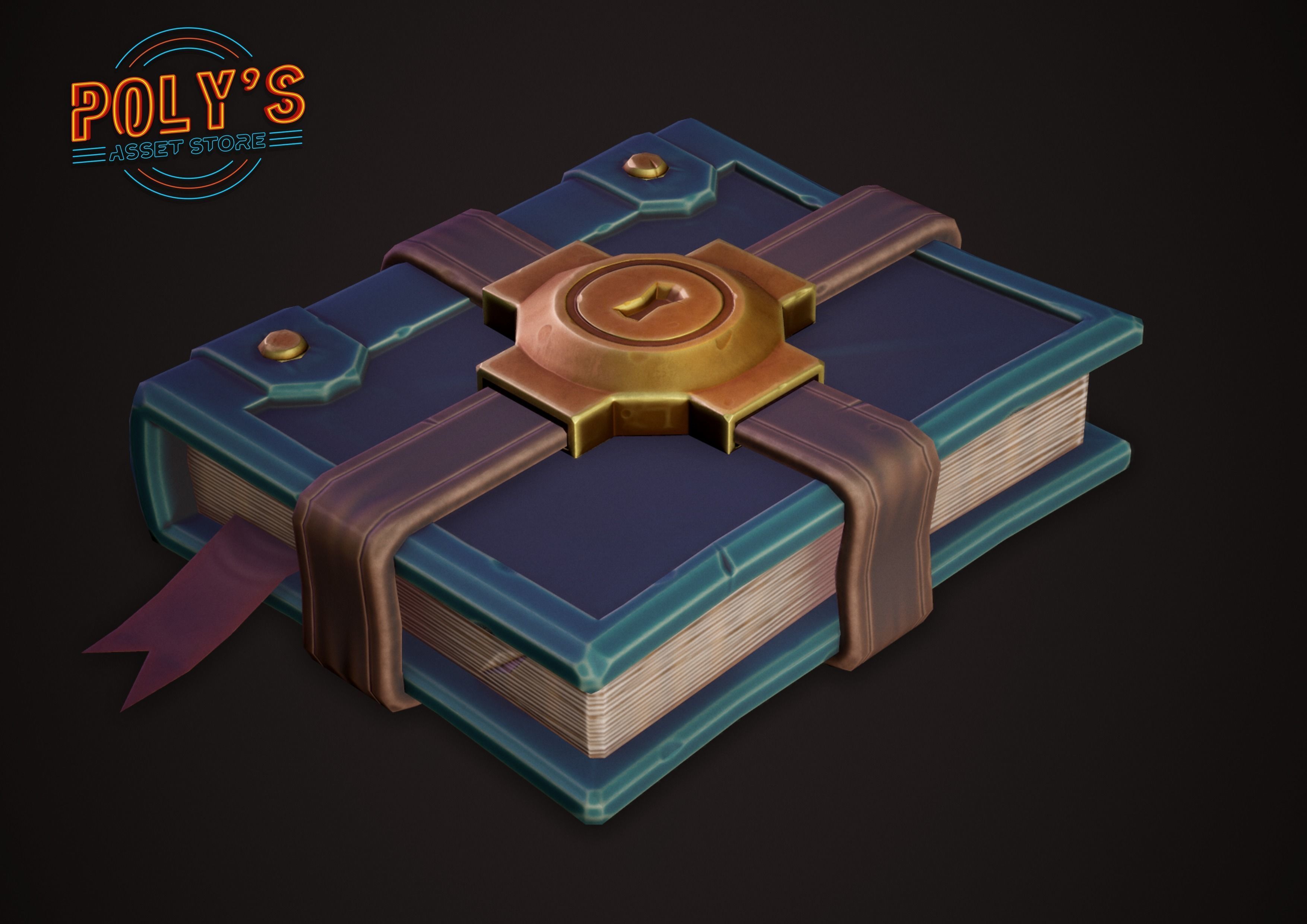 Stylized Fantasy Books Low-poly 3D model_6