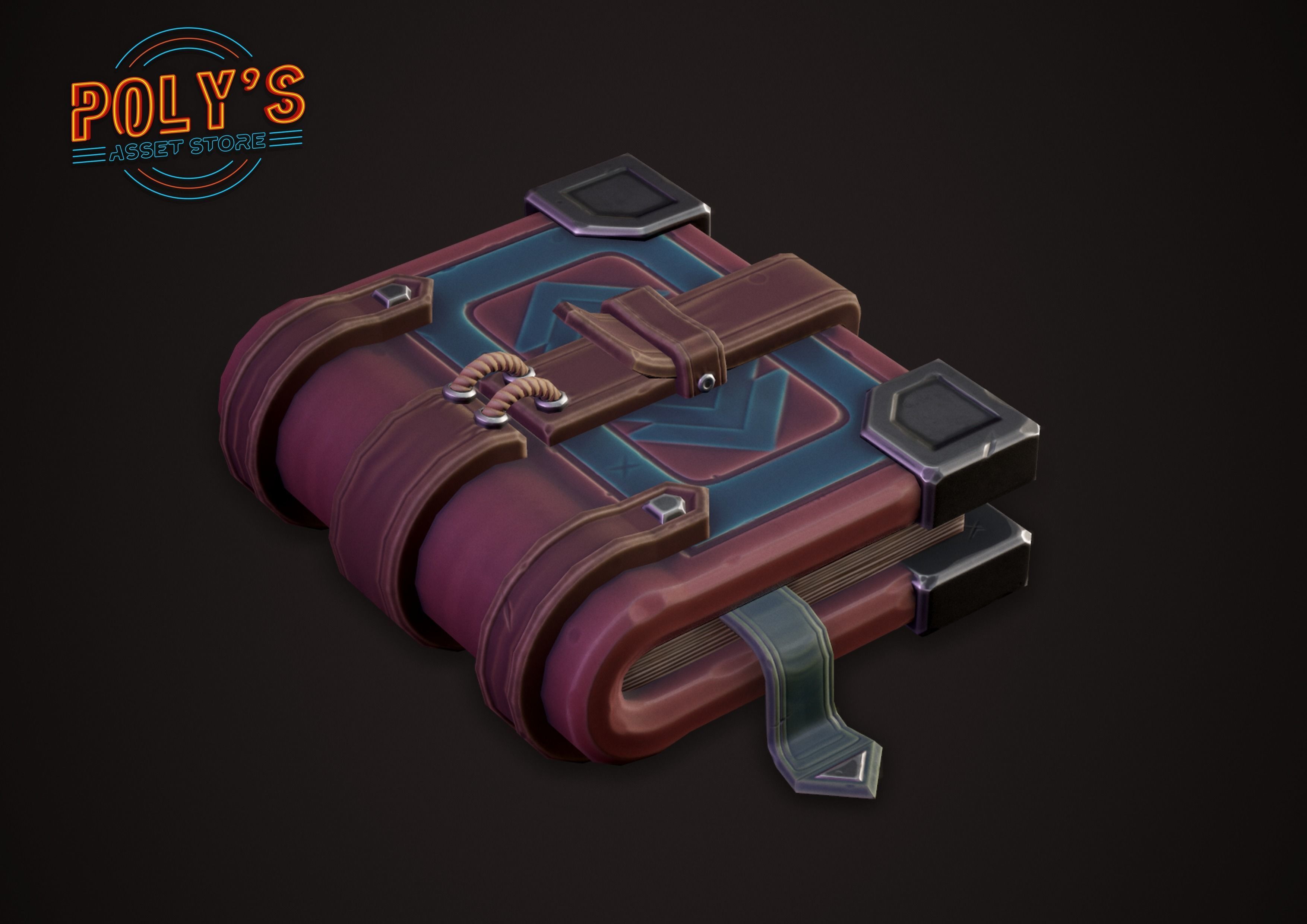 Stylized Fantasy Books Low-poly 3D model_10