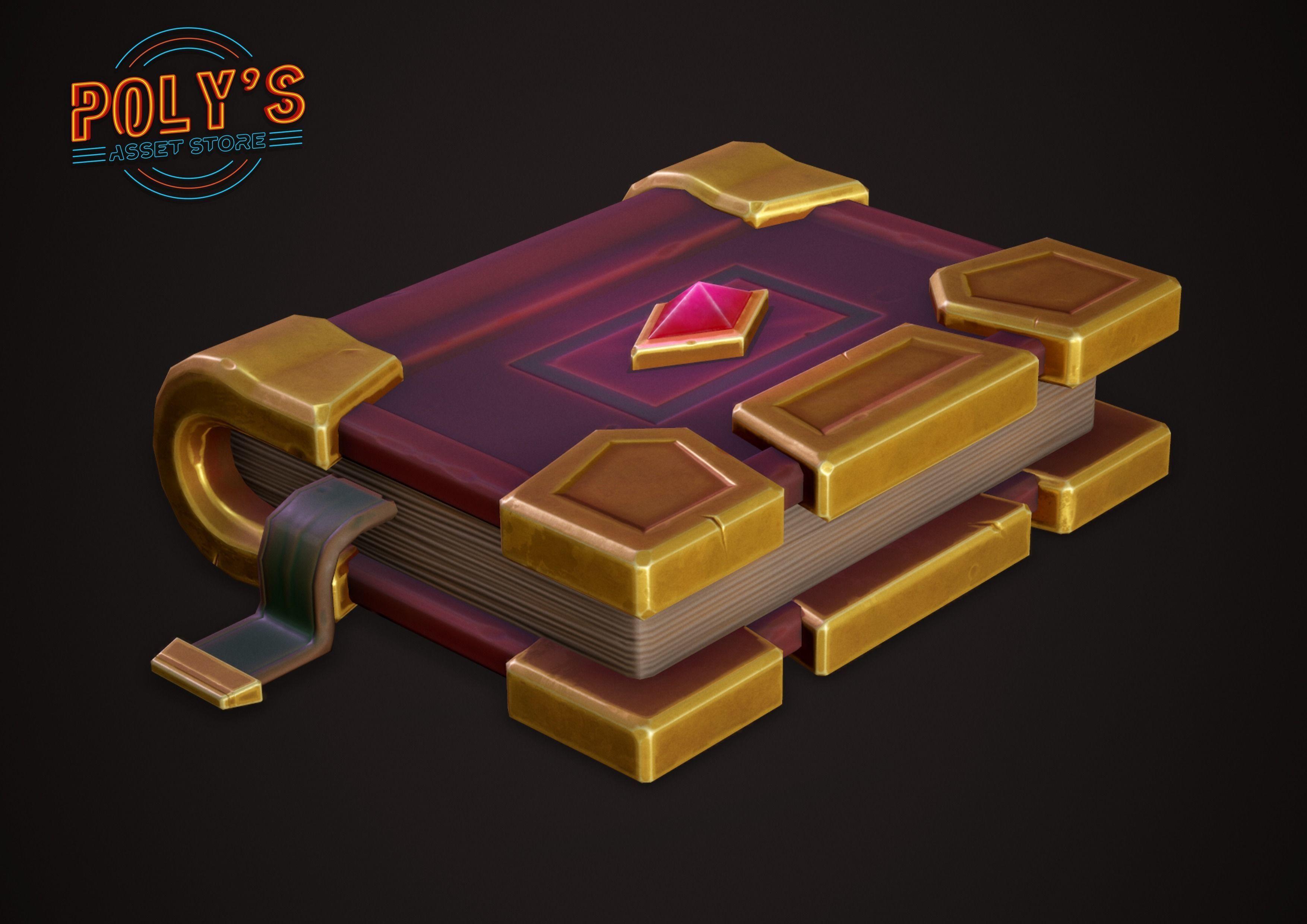 Stylized Fantasy Books Low-poly 3D model_8