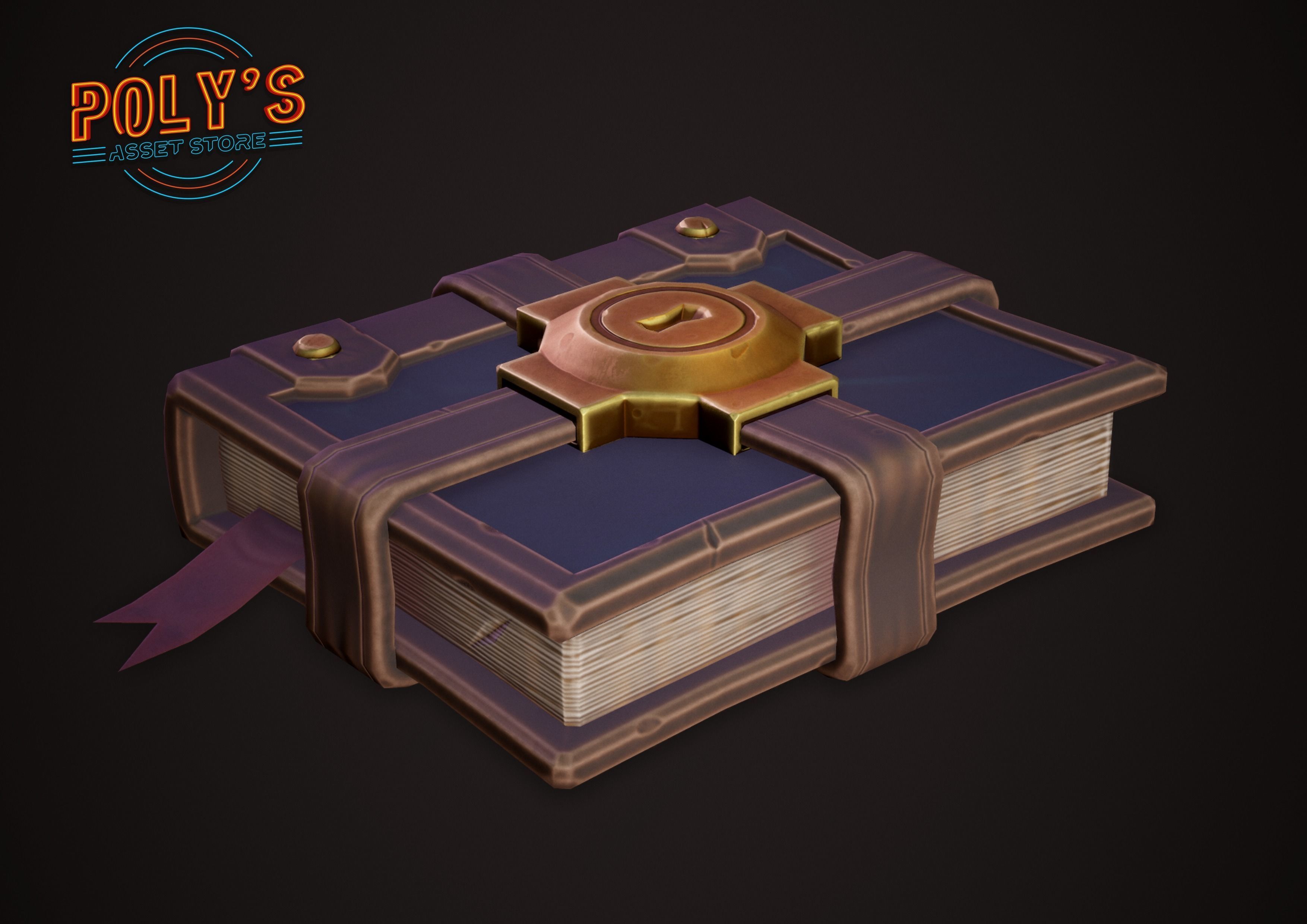 Stylized Fantasy Books Low-poly 3D model_4