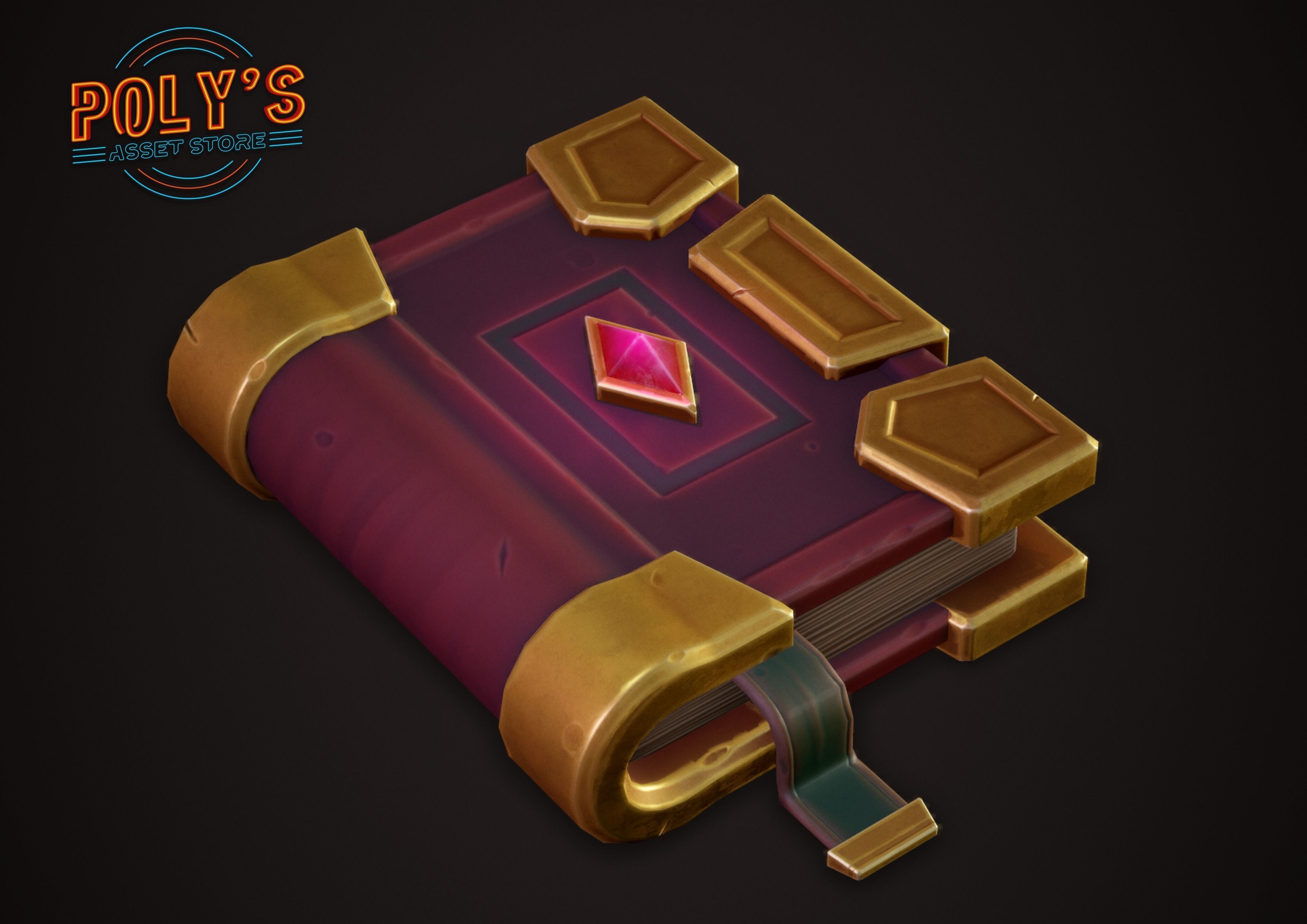 Stylized Fantasy Books Low-poly 3D model_7