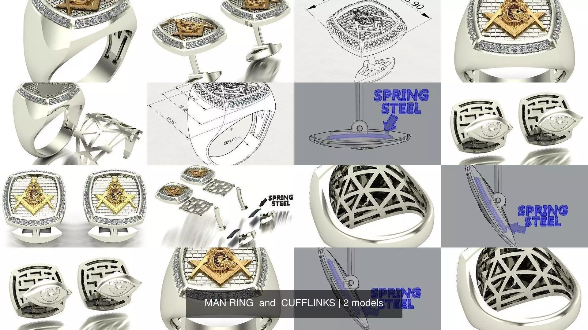 MAN RING  and  CUFFLINKS 3D Model Collection_1