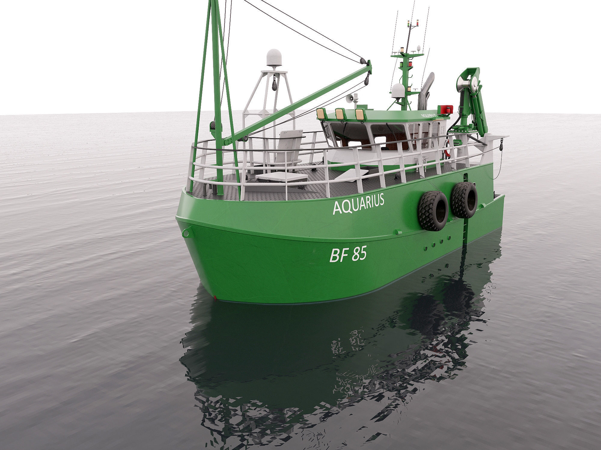 Fishing Trawler Green 3D model_6