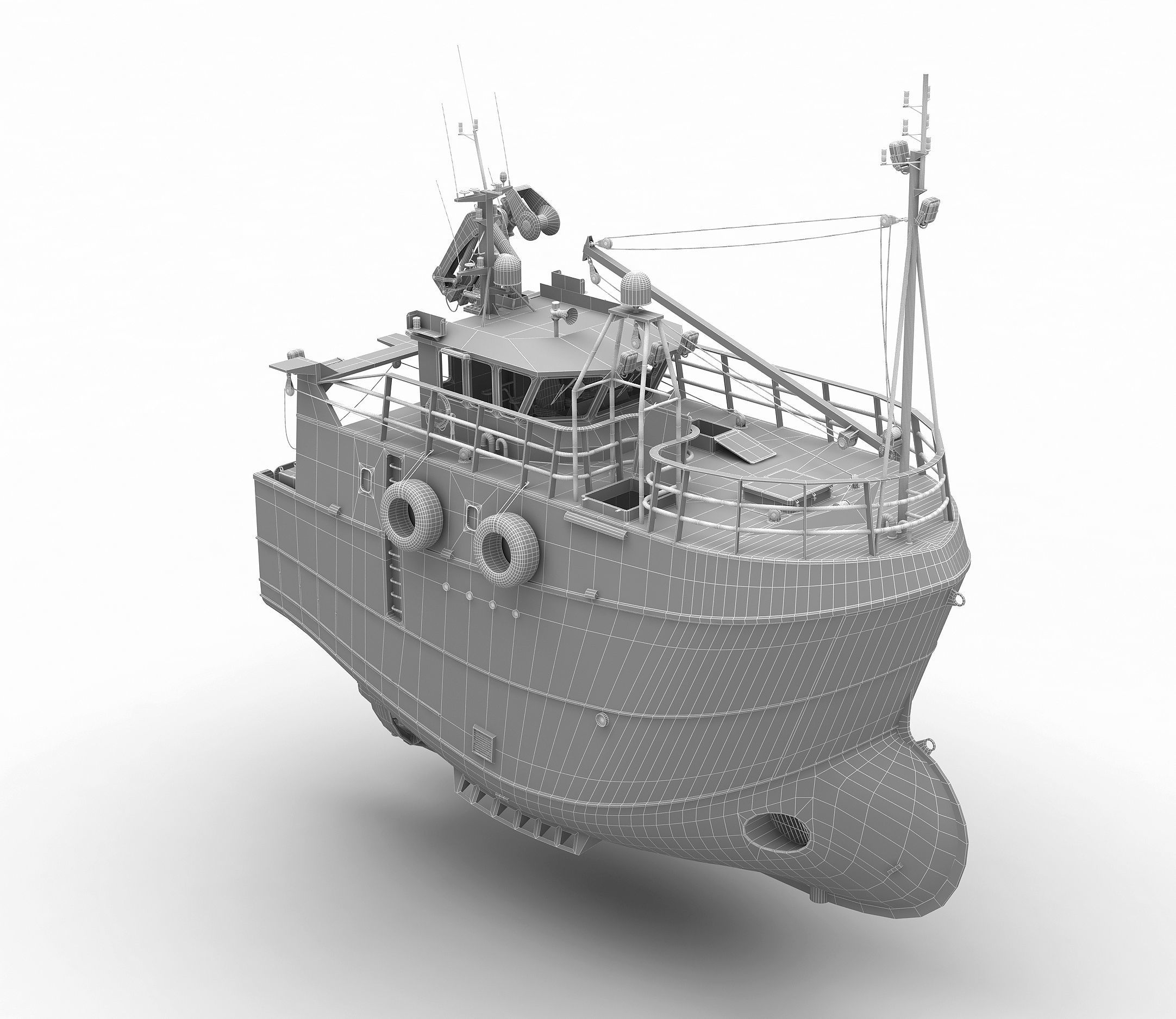 Fishing Trawler Green 3D model_11