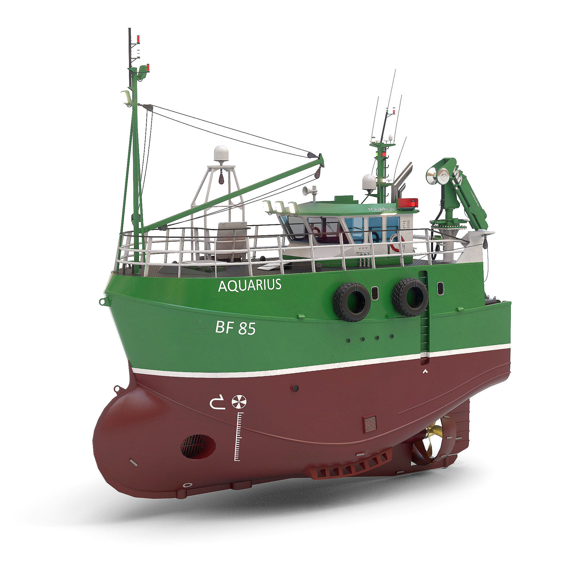Fishing Trawler Green 3D model_1