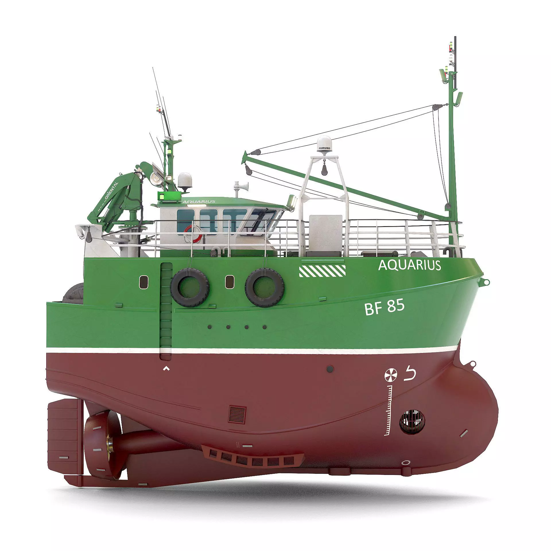Fishing Trawler Green 3D model_0