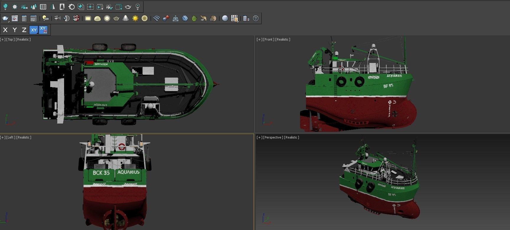 Fishing Trawler Green 3D model_5