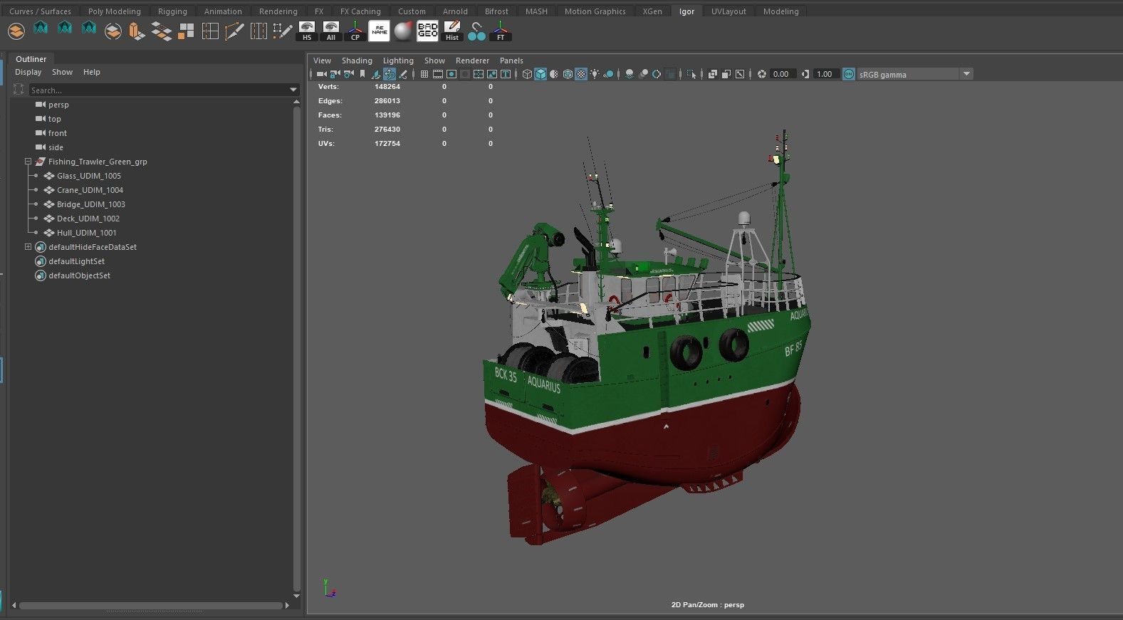 Fishing Trawler Green 3D model_8