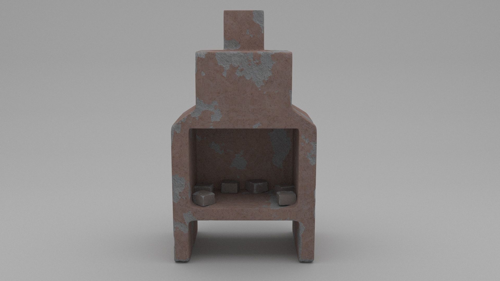 Barbecue wooden box Low-poly 3D model_4