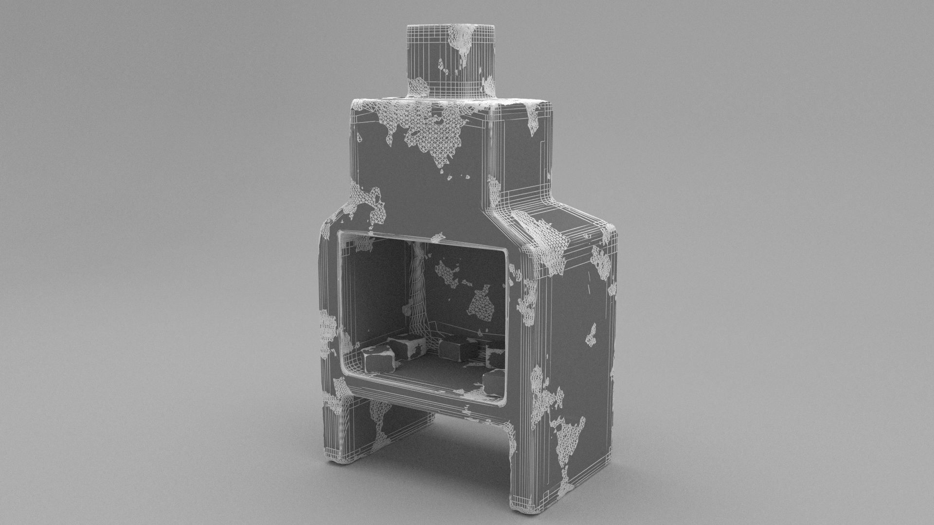 Barbecue wooden box Low-poly 3D model_6