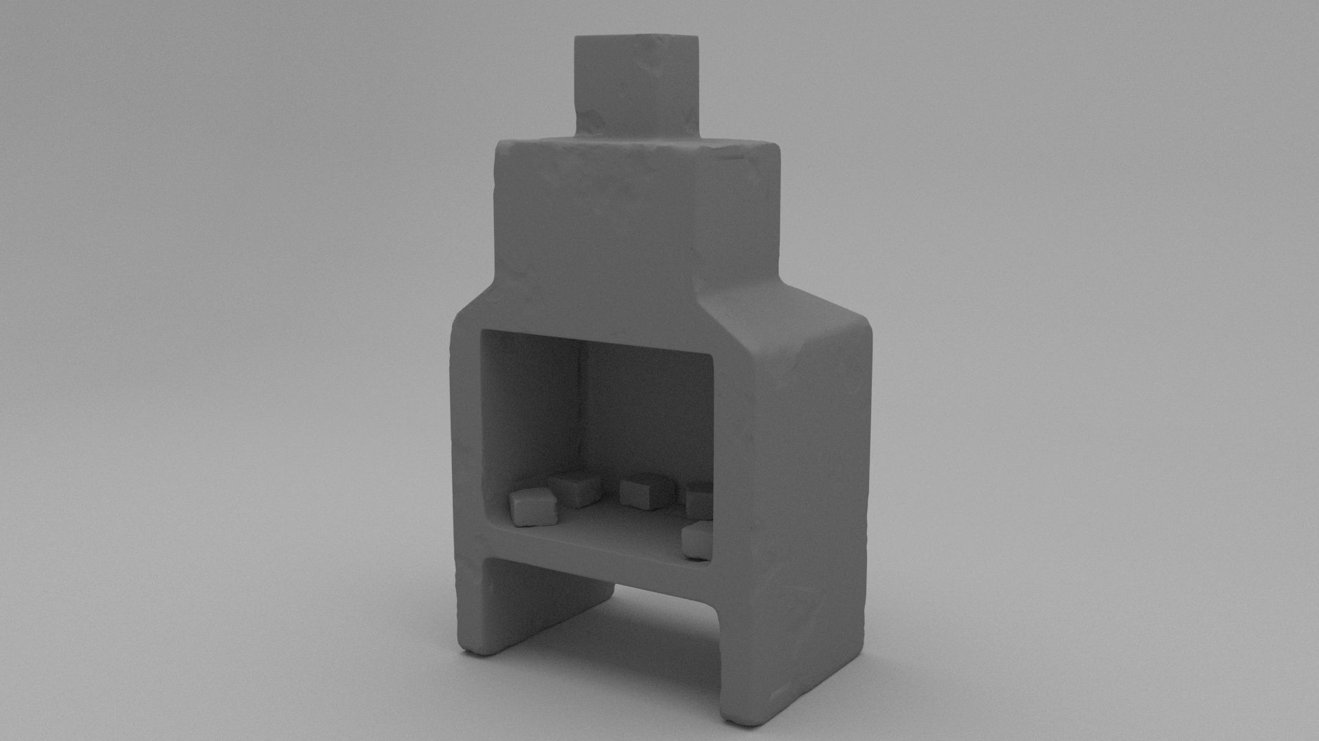 Barbecue wooden box Low-poly 3D model_7