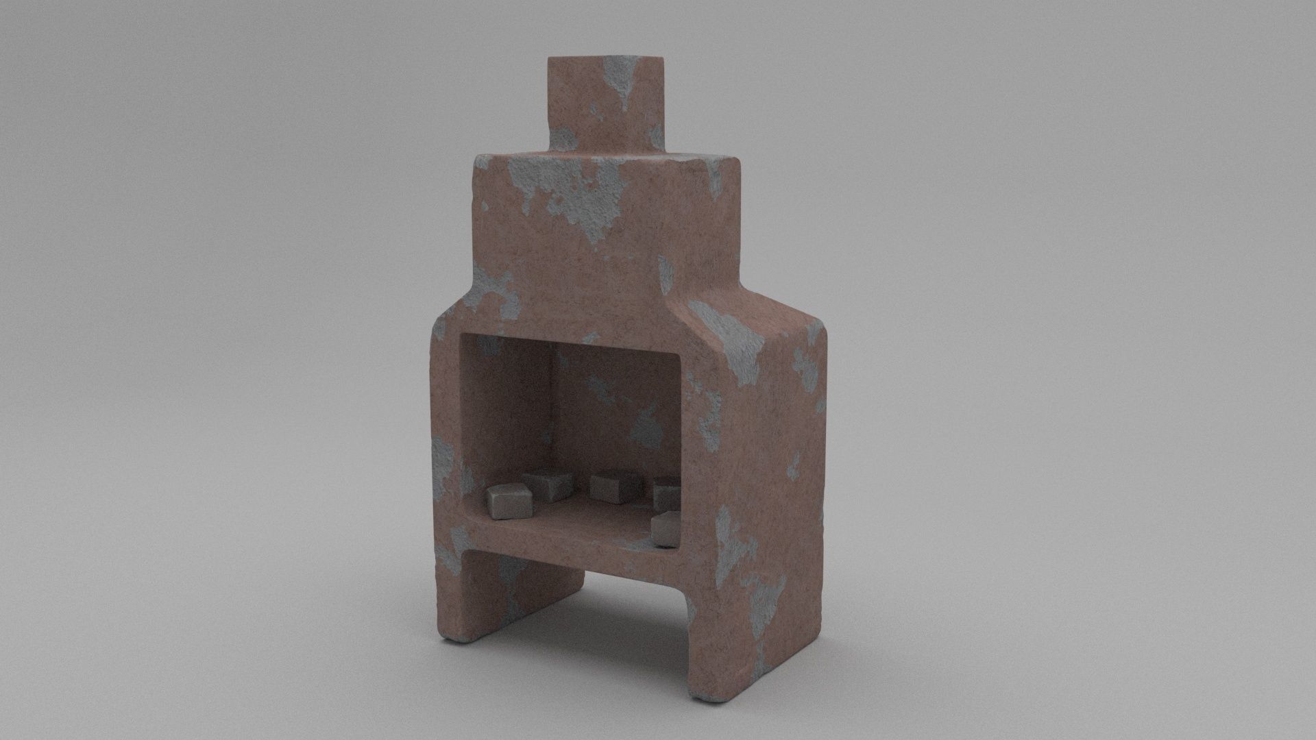 Barbecue wooden box Low-poly 3D model_1