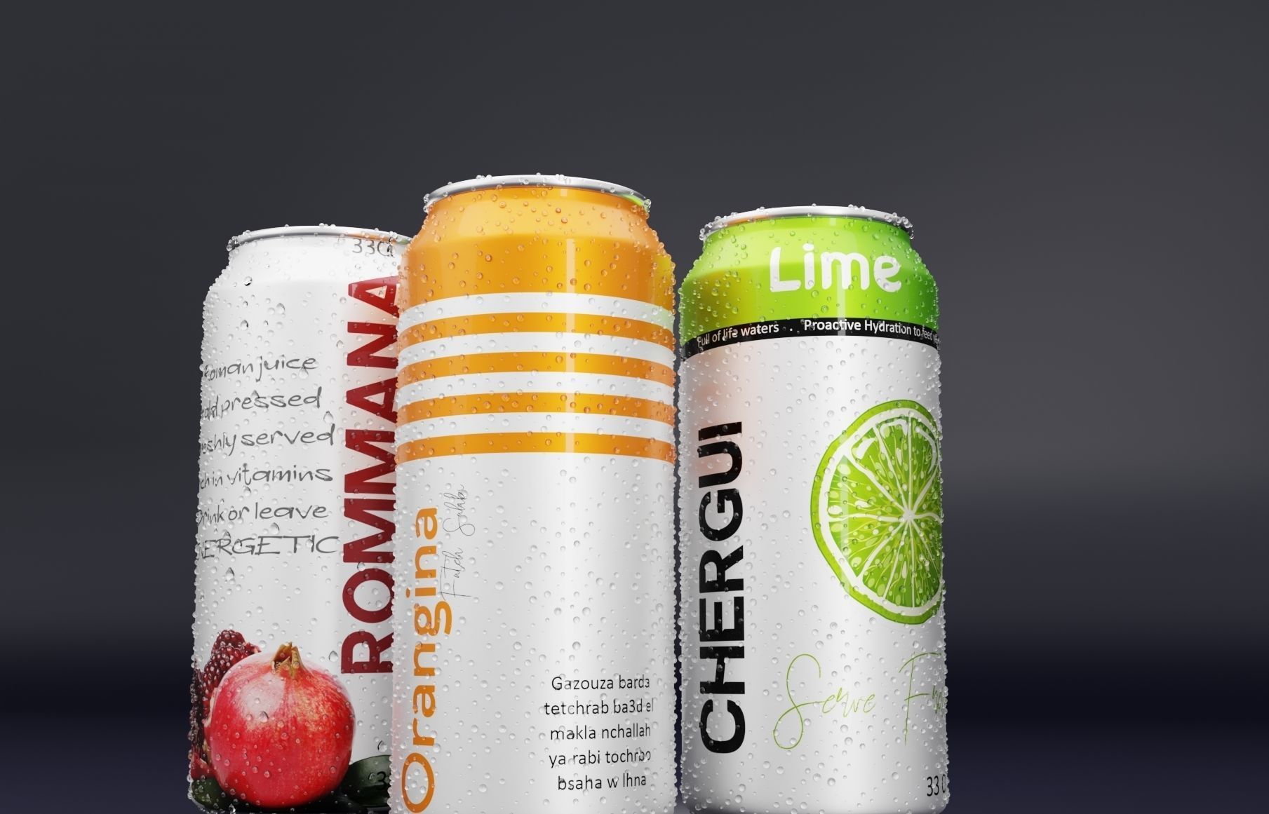 low poly soda and juice can 3D model_1