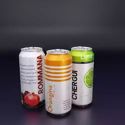 low poly soda and juice can