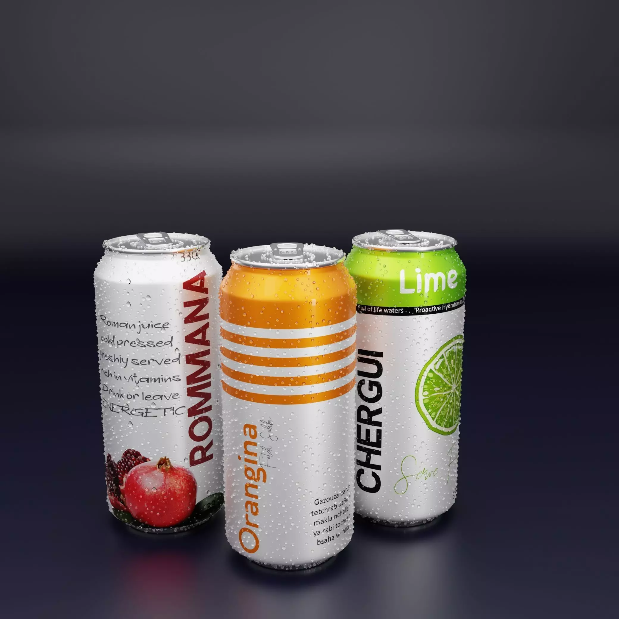 low poly soda and juice can 3D model_0