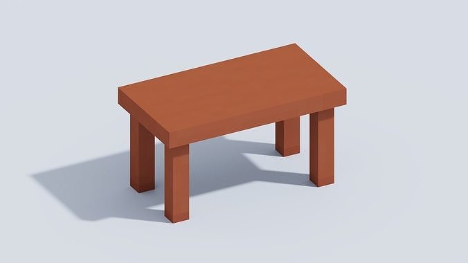 Voxel Wooden Table T1 Low-poly 3D model