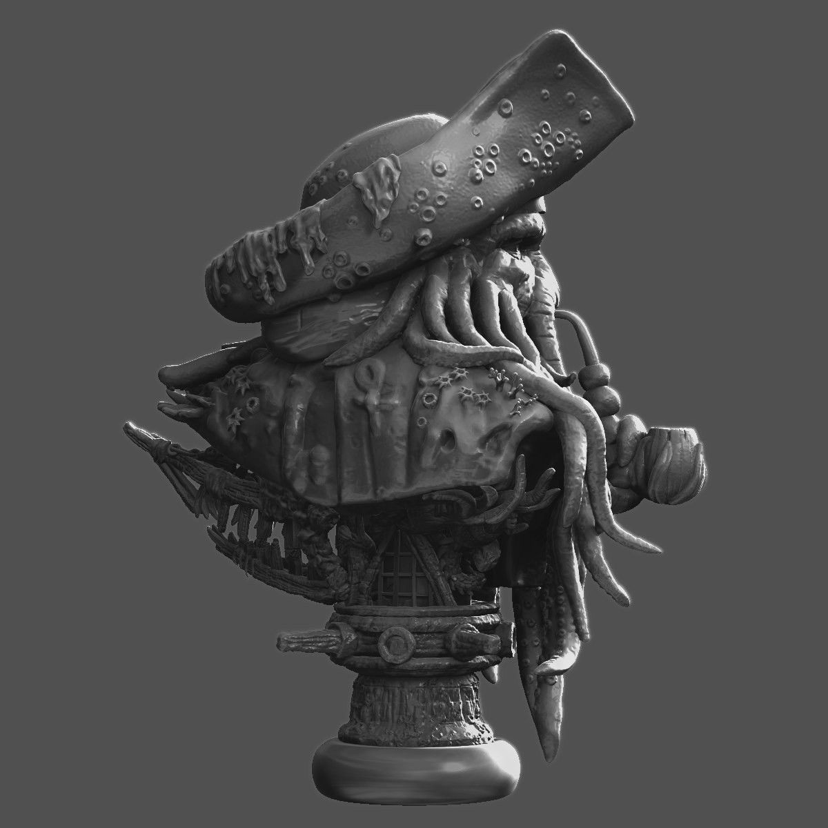 David Jones Bust with Flying Dutchman  3D print model_13